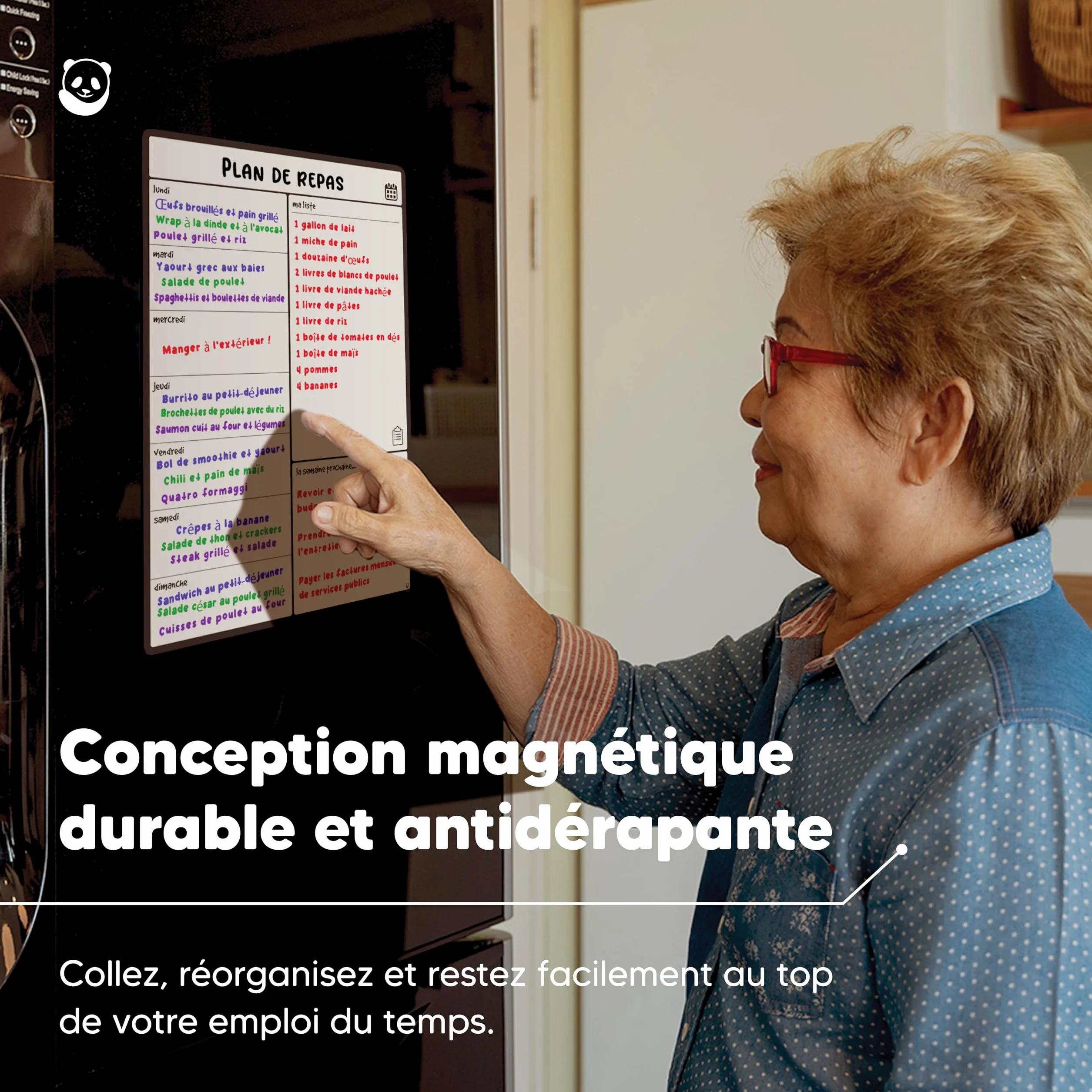 Smart Panda Calendrier Magnétique Frigo Planification Repas Familiaux A4 Français