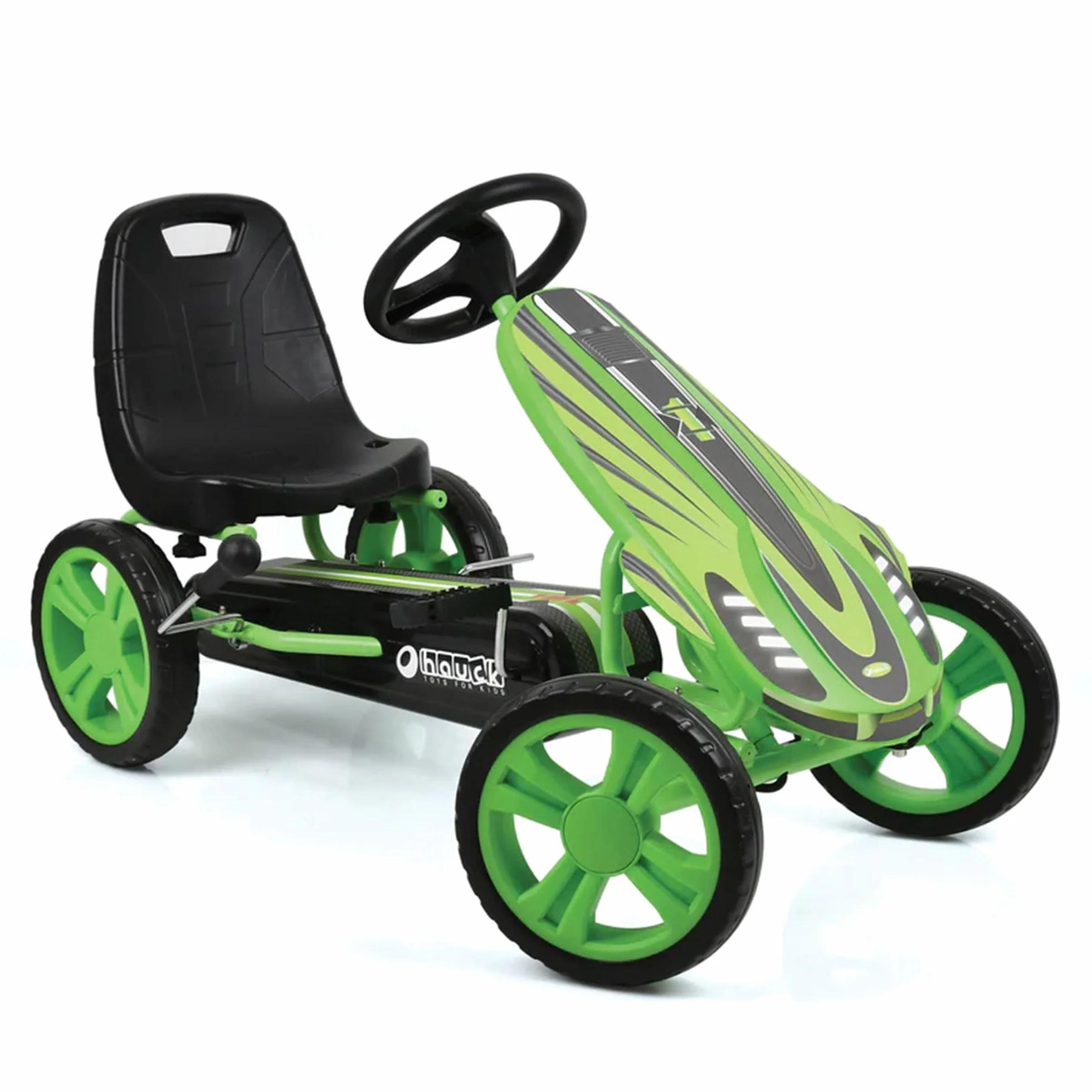 Hauck GoKart Speedster Kart à Pédales avec Frein à Main et Siège Baquet Réglable Vert 4-8 Ans