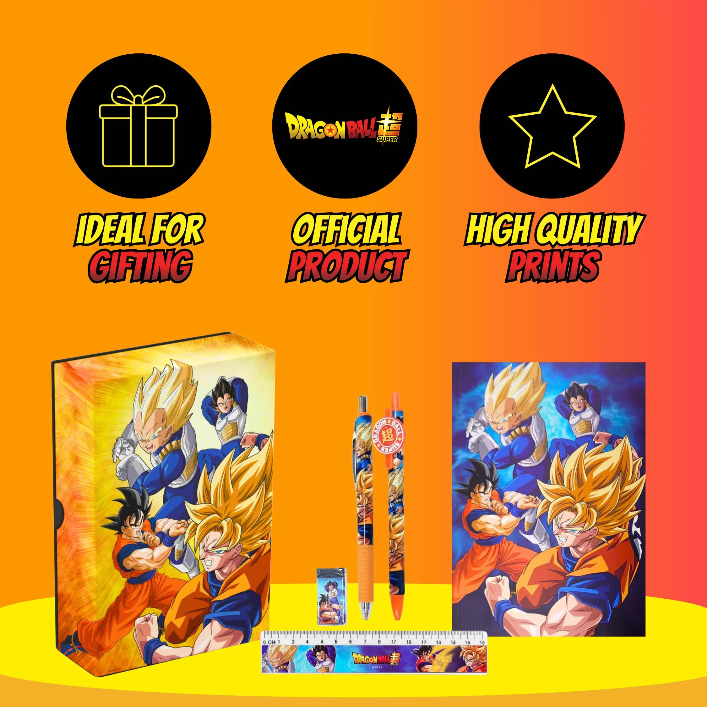Dragon Ball Z Ensemble de Papeterie Cahier Règle Crayon Stylo Coffret Cadeau