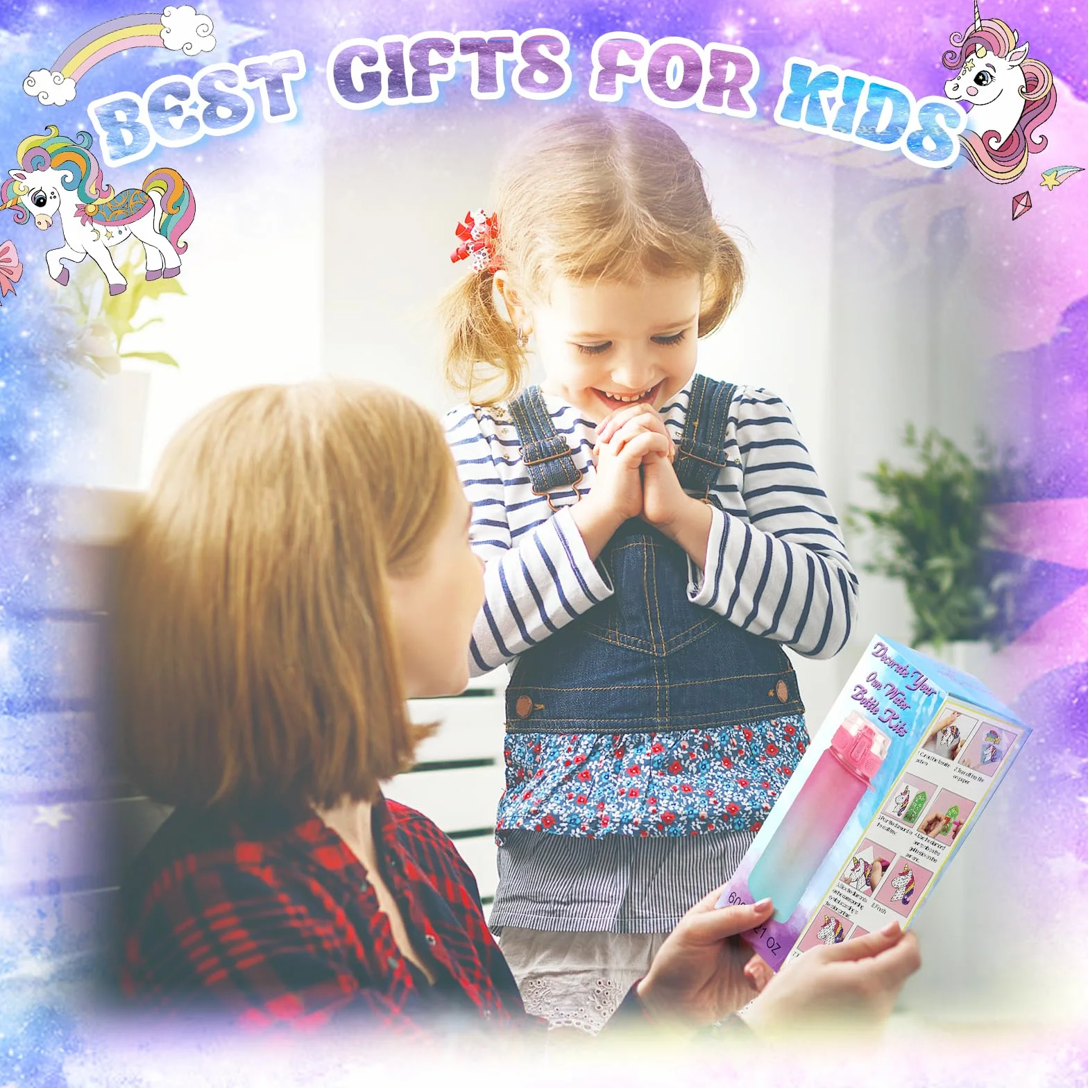 Licorne Gourde Isotherme Bouteille DIY Kit Créatif Enfant 6-10 Ans Cadeau Noël Extérieur