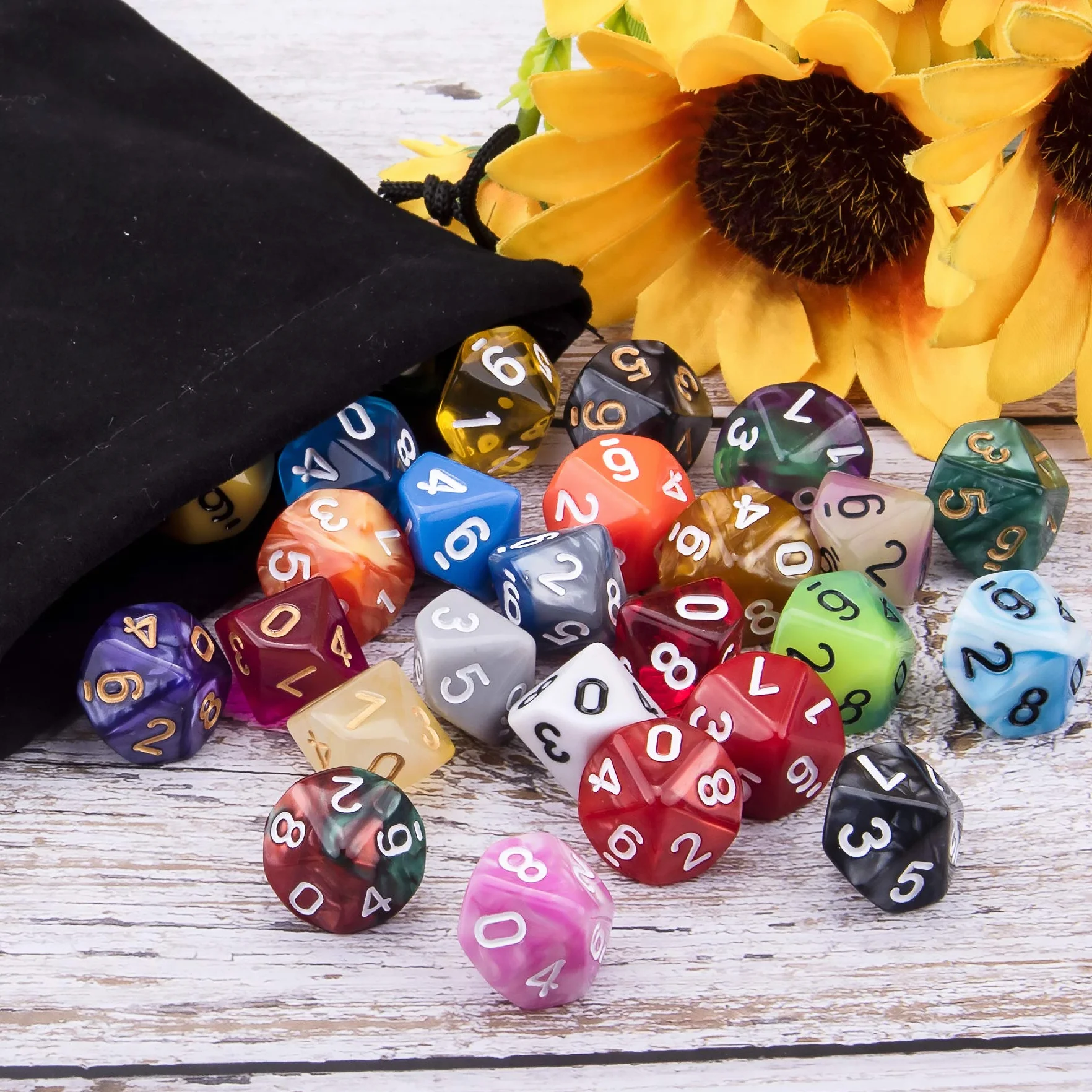 SIQUK 35 Pièces Dés Polyédriques Jeu de Dés 10 Faces Multicolore pour DND RPG