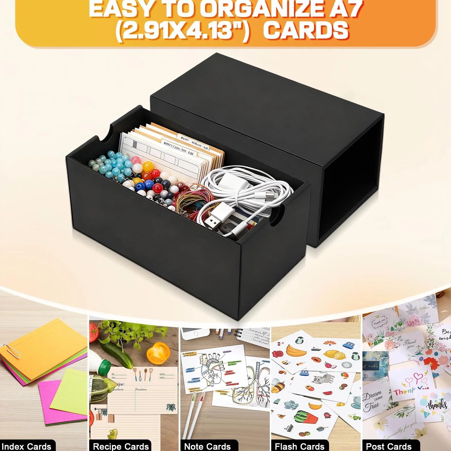 HIMOMO 8 pièces Boîtes à Fiches pour cartes A7, Boîte de cartes indexes 22,5 x 11,5 x 4,5 cm