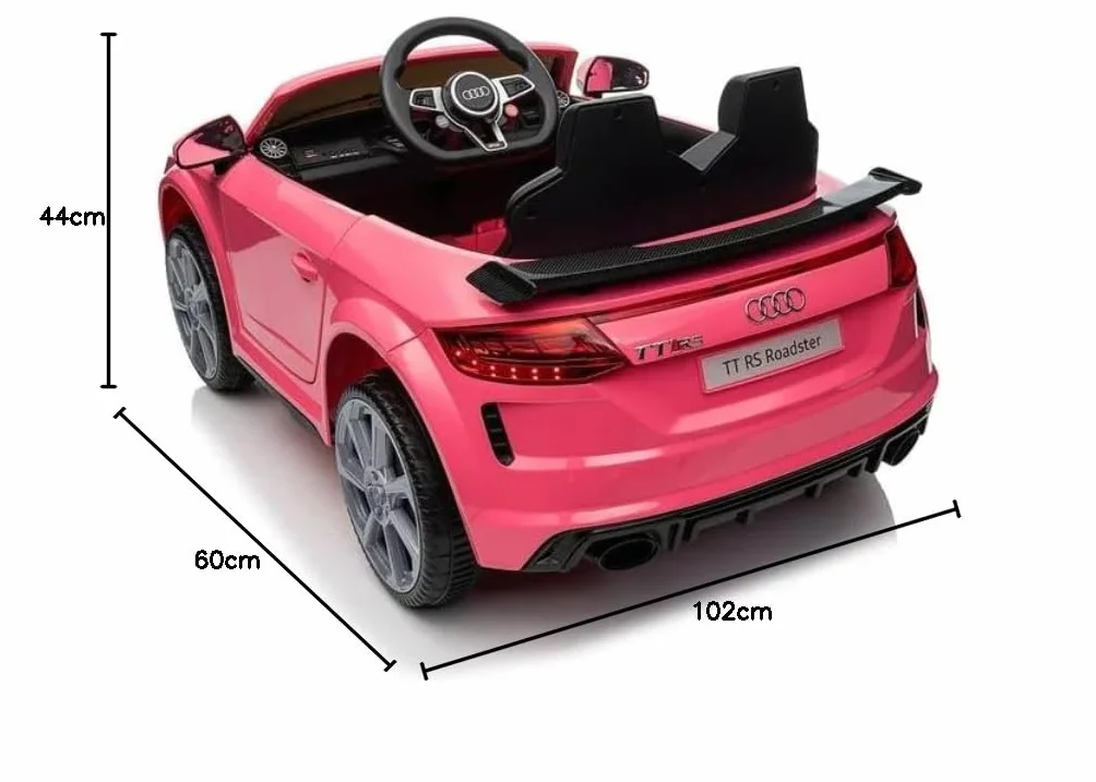 FINOOS Voiture électrique Enfants A.U.D.I. TTRS, Télécommande 2,4 GHz, Batterie 12V4.5AH, 2 Moteurs 30W Rose