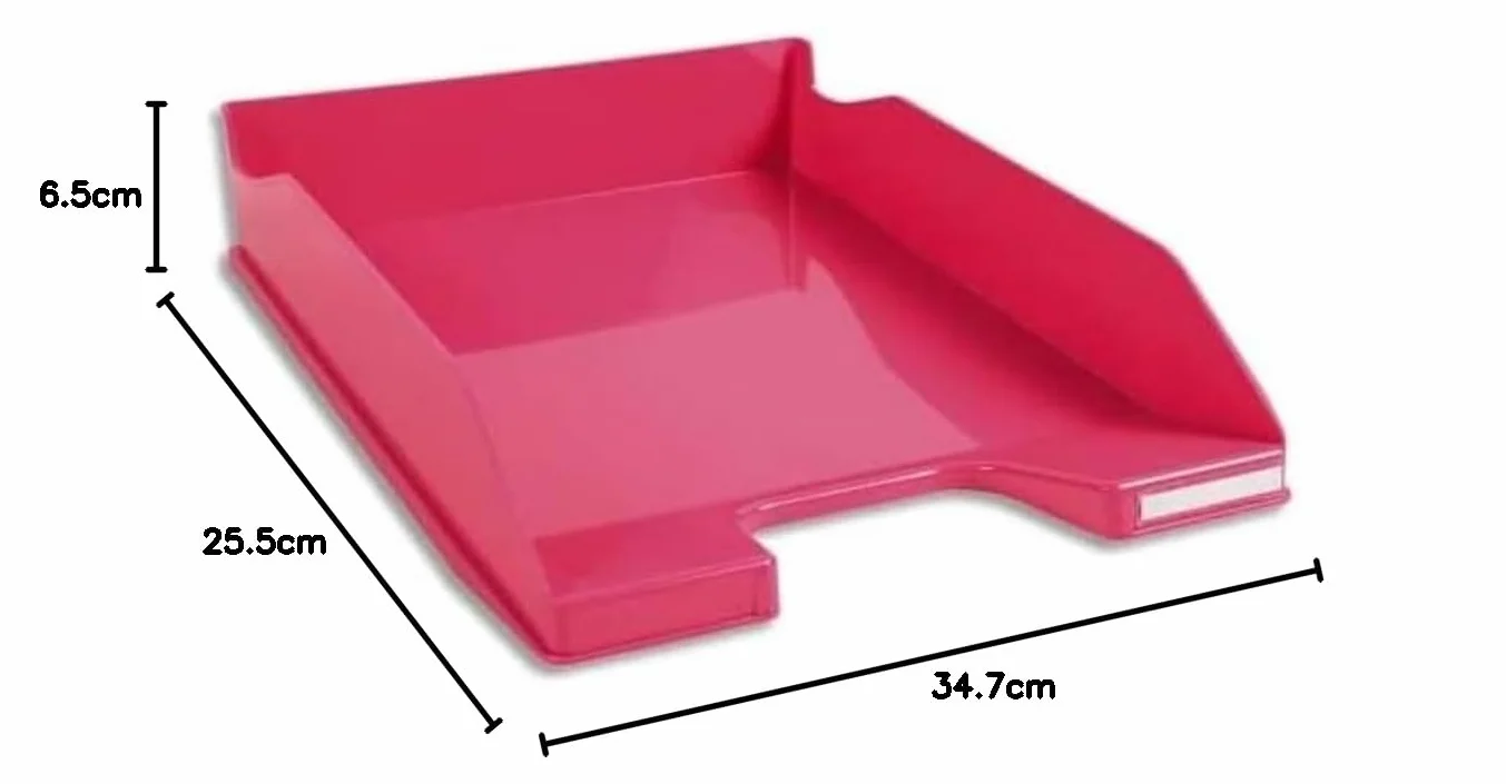 Exacompta Corbeille à Courrier COMBO MIDI 34 x 25 x 6,5 cm A4+ 500 Feuilles Framboise Glossy