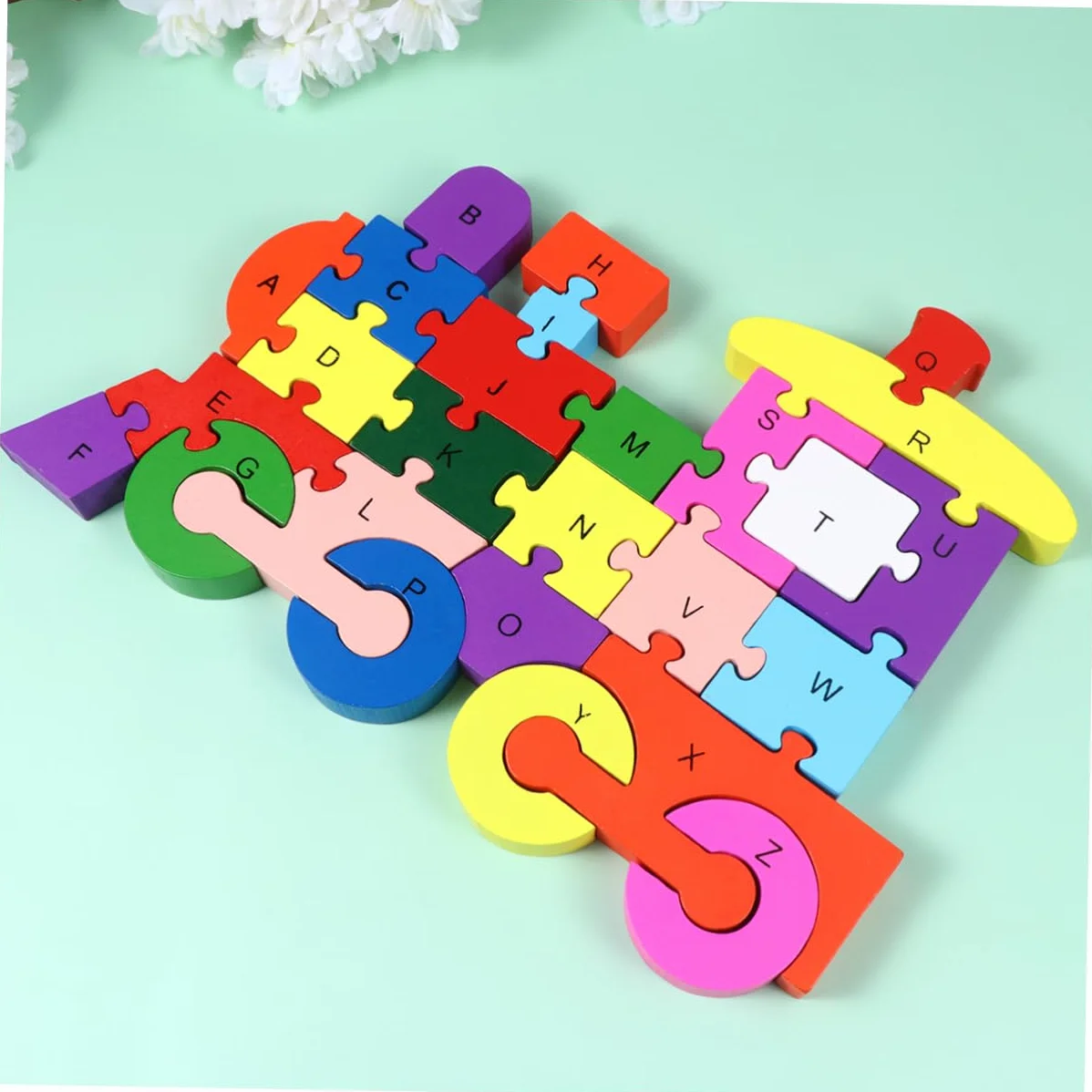 SUPVOX Puzzle Bois Alphabet Éducatif pour Enfant Cartoon Train