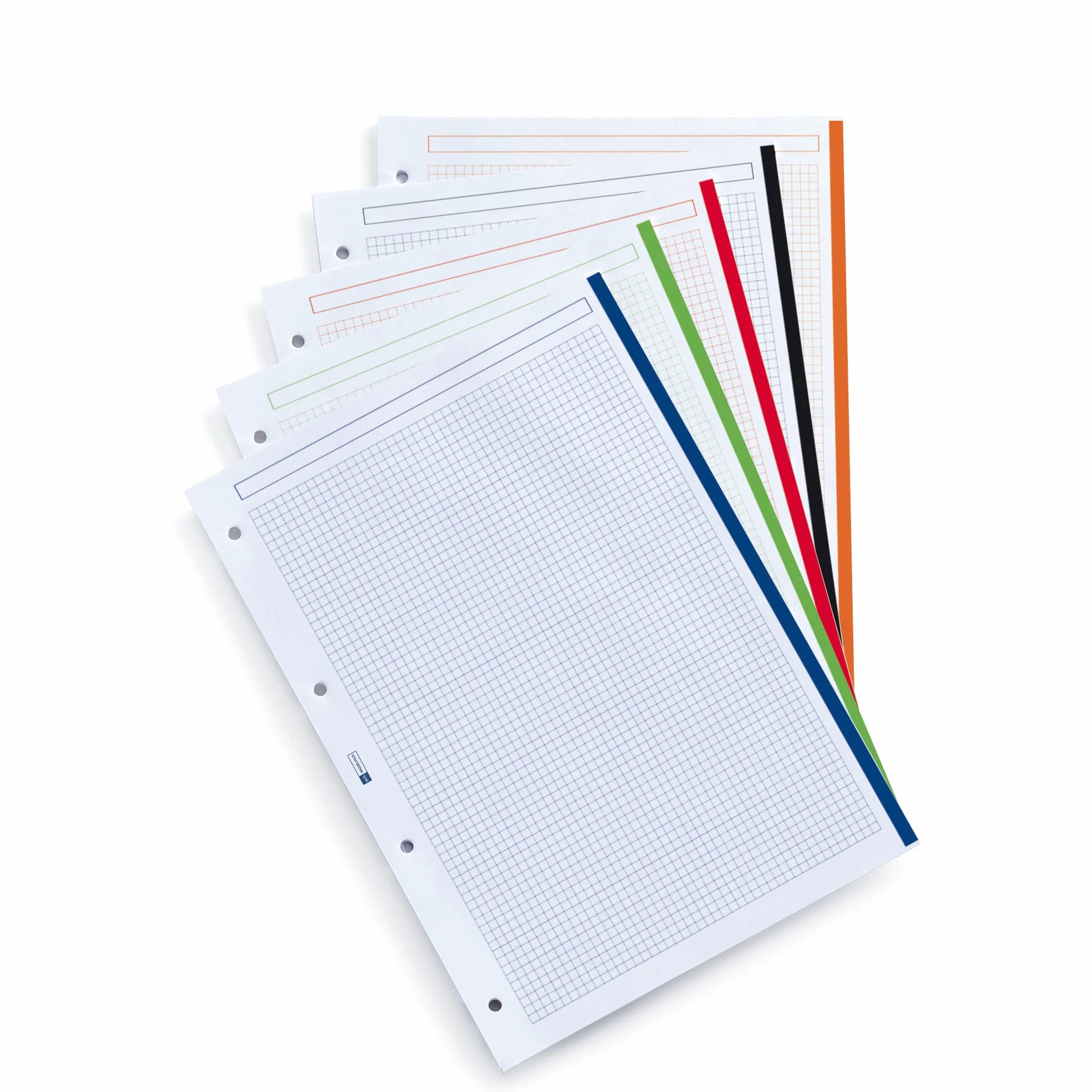 Miquelrius Recharge de feuilles A4 quadrillées 5x5 mm, 150 feuilles 90 g/m², 5 couleurs pastel, Perforation standard