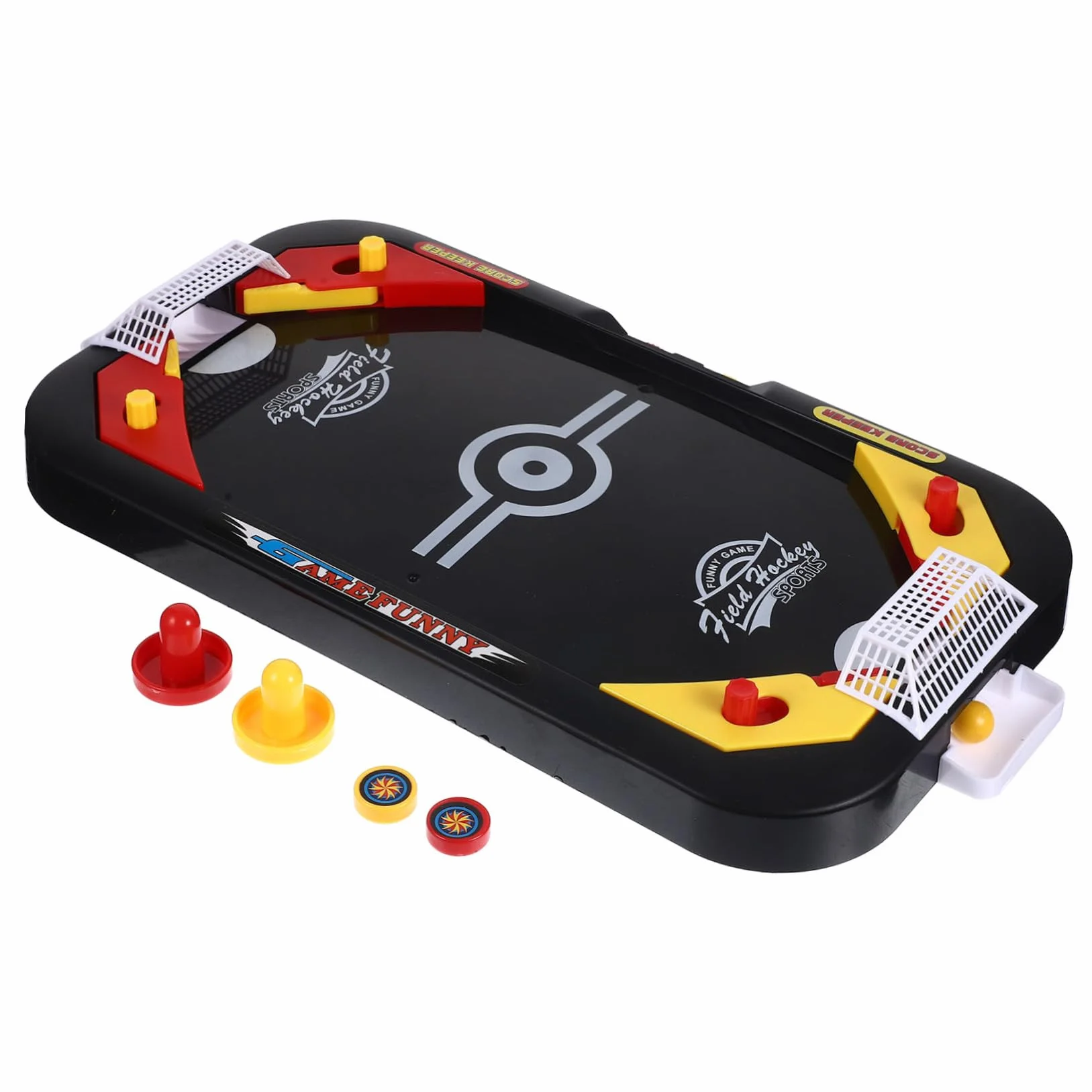 SUPVOX Jeu de Hockey sur Glace de Table Éducatif Mini Compétition 2 Joueurs Plastique Noir