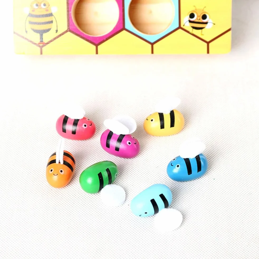 Jouet Montessori Abeille à Clip, Jeu de tri des Couleurs en Bois et Motricité Fine