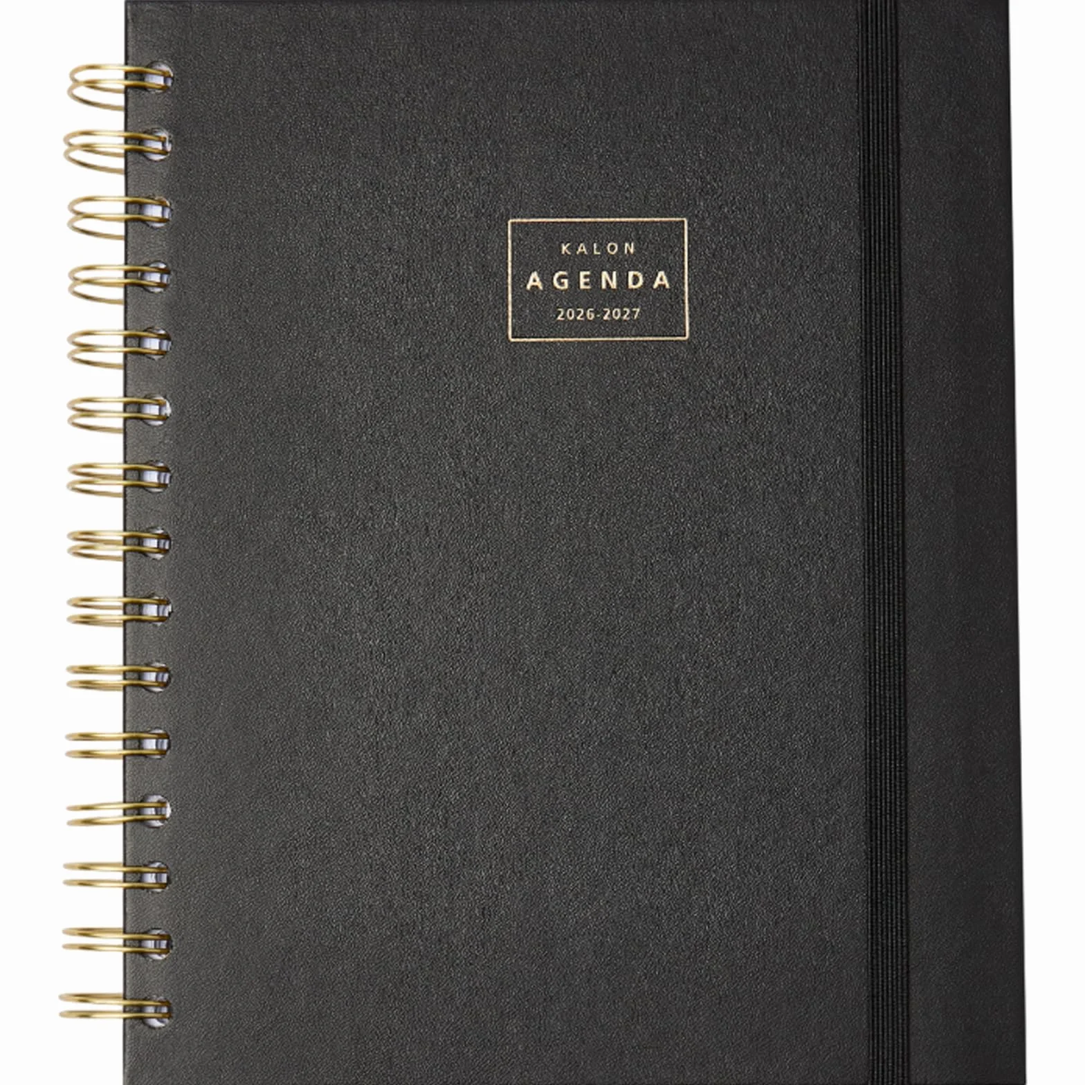 Agenda Scolaire 2026 2027 A5 17x21 cm Semaine Vue Couverture Simili Cuir Spirale Double Élastique Stickers Black Mousse