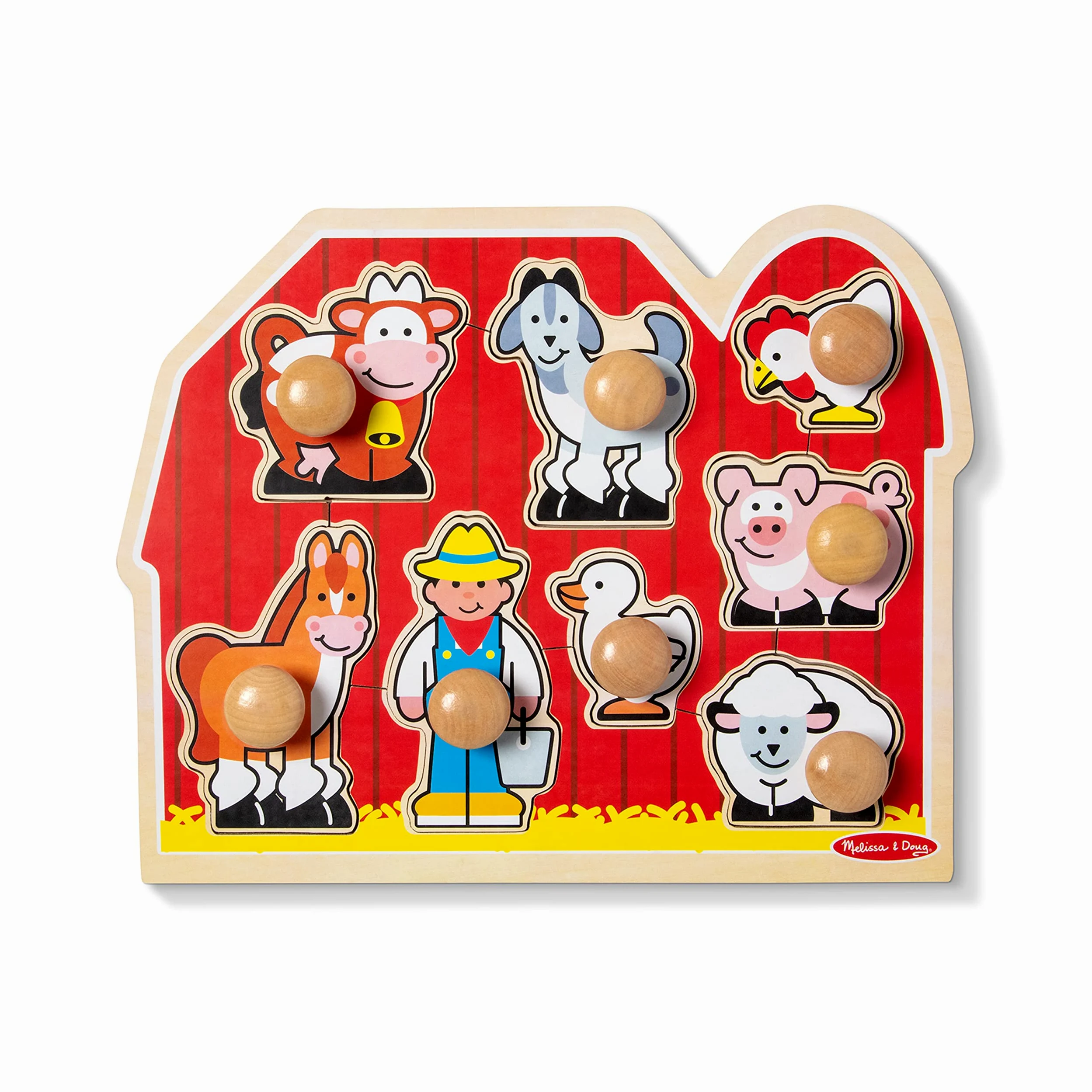 Melissa & Doug Lot de 2 Puzzles à Grandes Chevilles en Bois pour Les bébés, Les Petits garçons et Les Petites Filles - Grande Ferme, Premières Formes