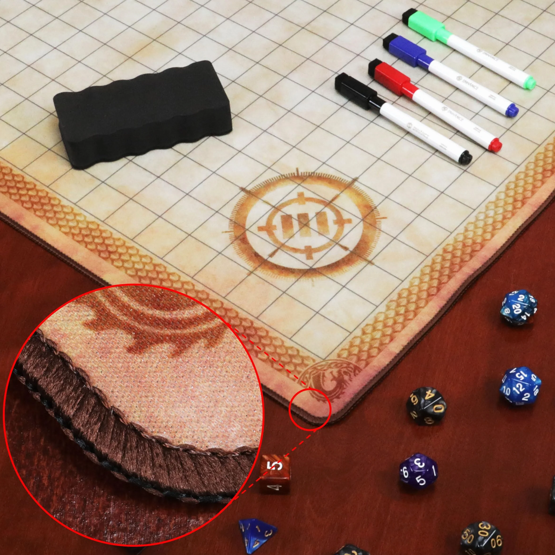 ENHANCE Tapis RPG Deluxe 61x91cm Caoutchouc Poignée Antidérapant Effaçable DND
