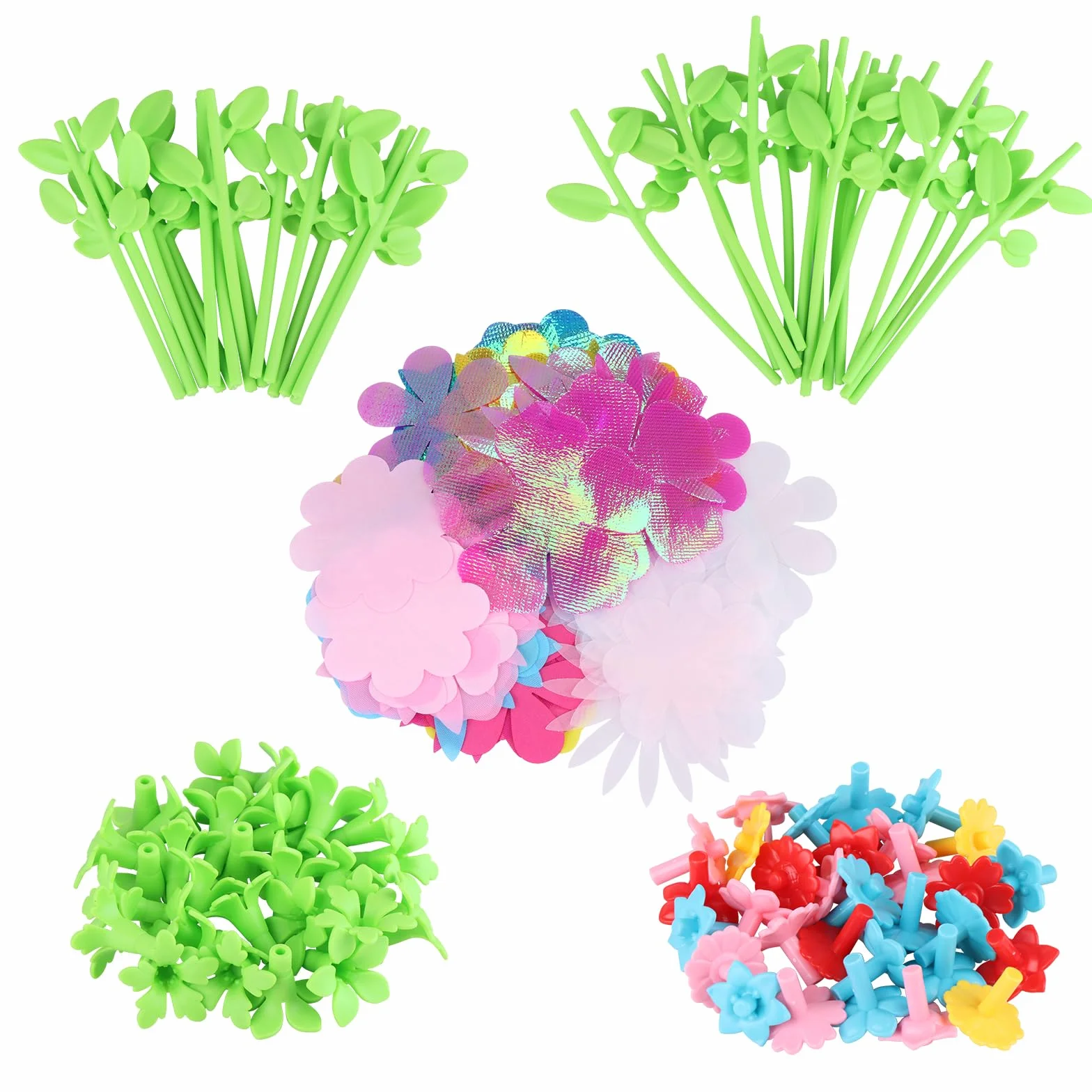 Kit de Recharge pour Jouet Fleurs Enfant, 80 Pétales, 24 Tiges, Centres, Sépales