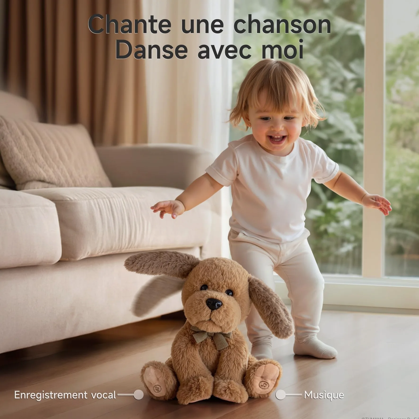 OR OR TU Jouet Peluche électronique Chien pour Enfants, électronique Doux Chien de Compagnie Chanteur d'oreilles, Répète ce Que tu dis Peluches et Animaux Interactifs pour Enfants 3 4 5 6 7+ Ans