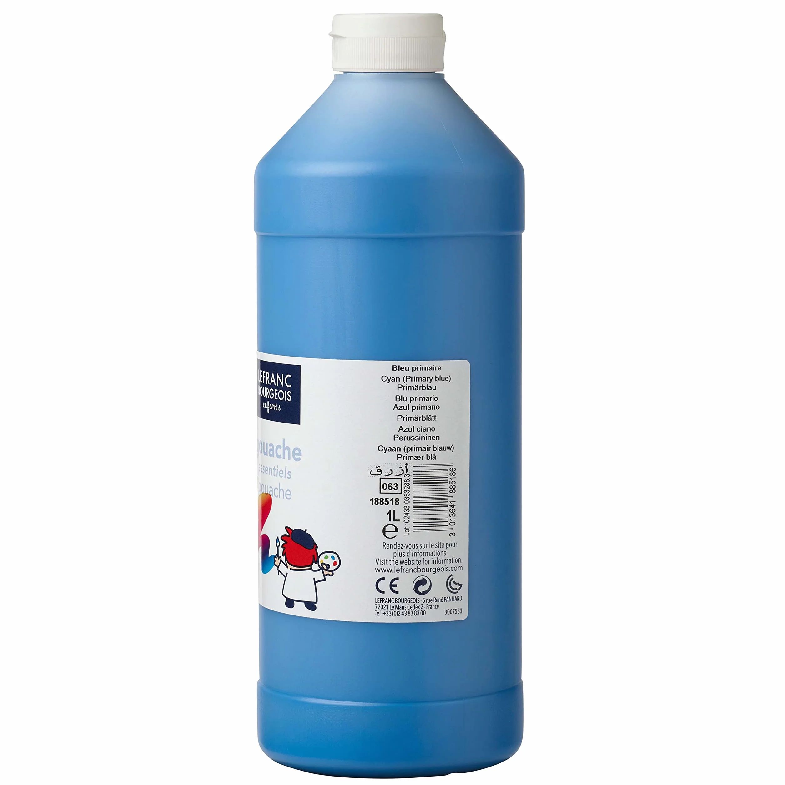 Lefranc Bourgeois Gouache liquide Essentiel pour enfants 1L Bleu primaire