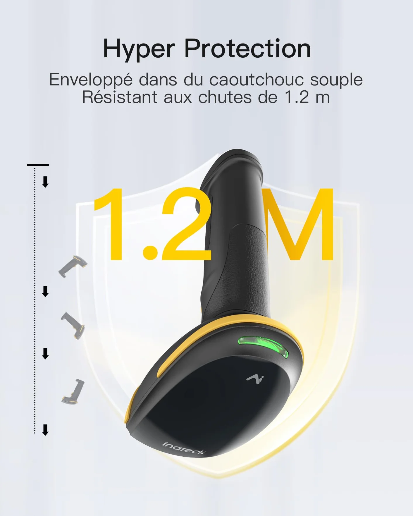 Inateck Scanner de Codes-Barres Bluetooth 2D sans Fil, QR Code 2D avec Batterie 2600 mAh et Base de Charge, BCST-36