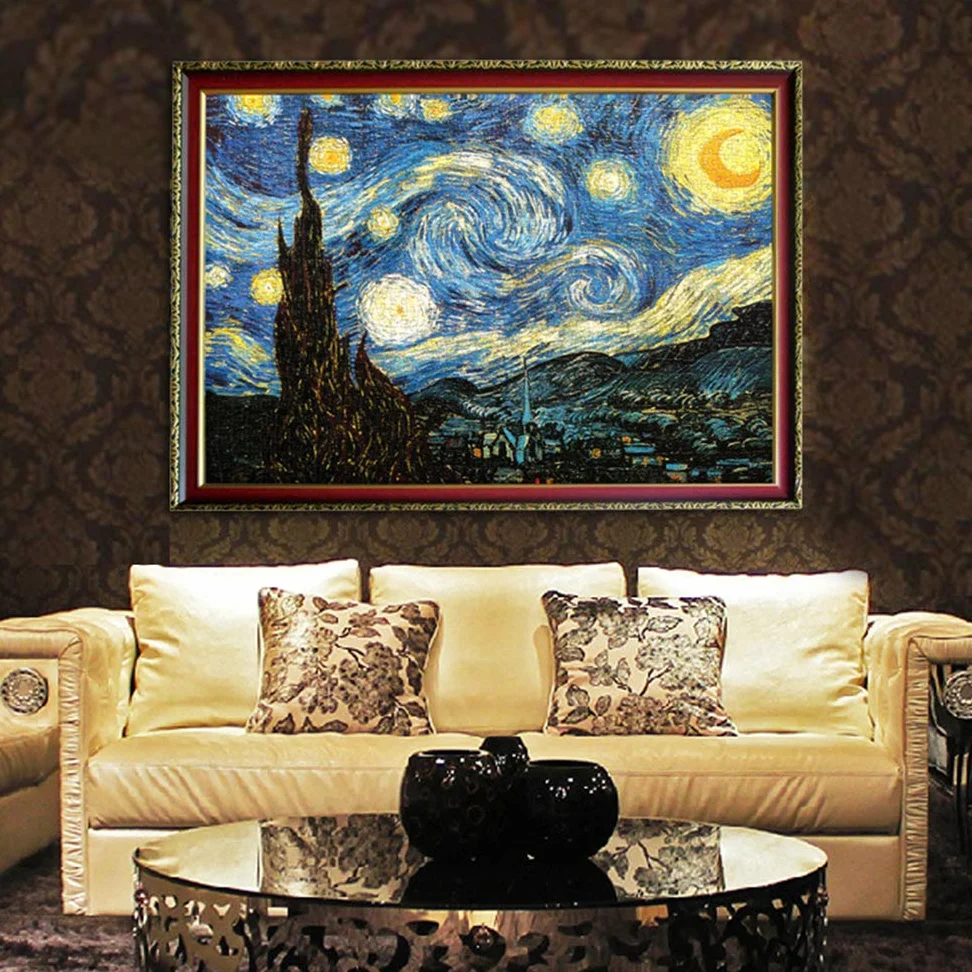 Puzzle de 2000 pièces pour adultes, « Nuit étoilée » Puzzle de collection musée, 70 x 100 cm, 2 mm d'épaisseur, célèbre puzzle de peinture à l'huile, anti-stress, pour adultes et enfants de