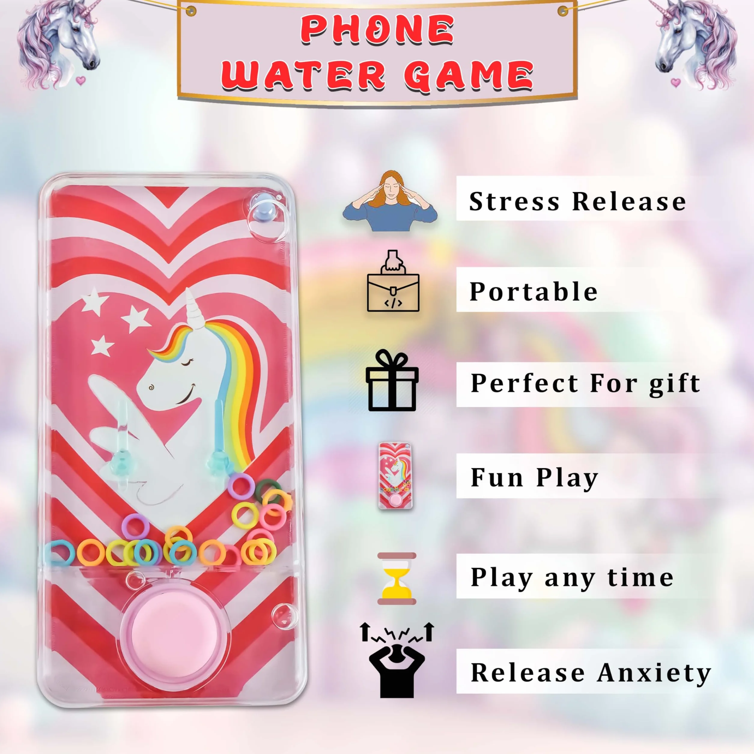 Jeu de lancer d'anneaux d'eau licorne cœurs 14 cm jouet aquatique portable pour enfants cadeau fête