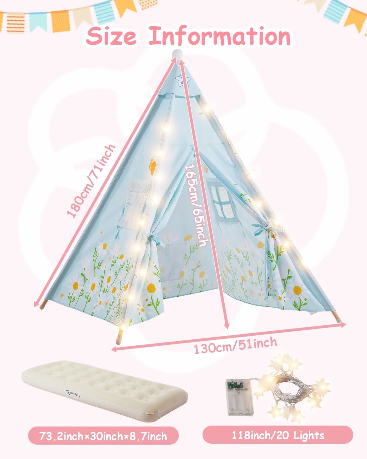 Lot de 6 Tentes Tipi pour Enfants avec Matelas Gonflables – Kit Complet Soirée Pyjama Cabane de Jeu