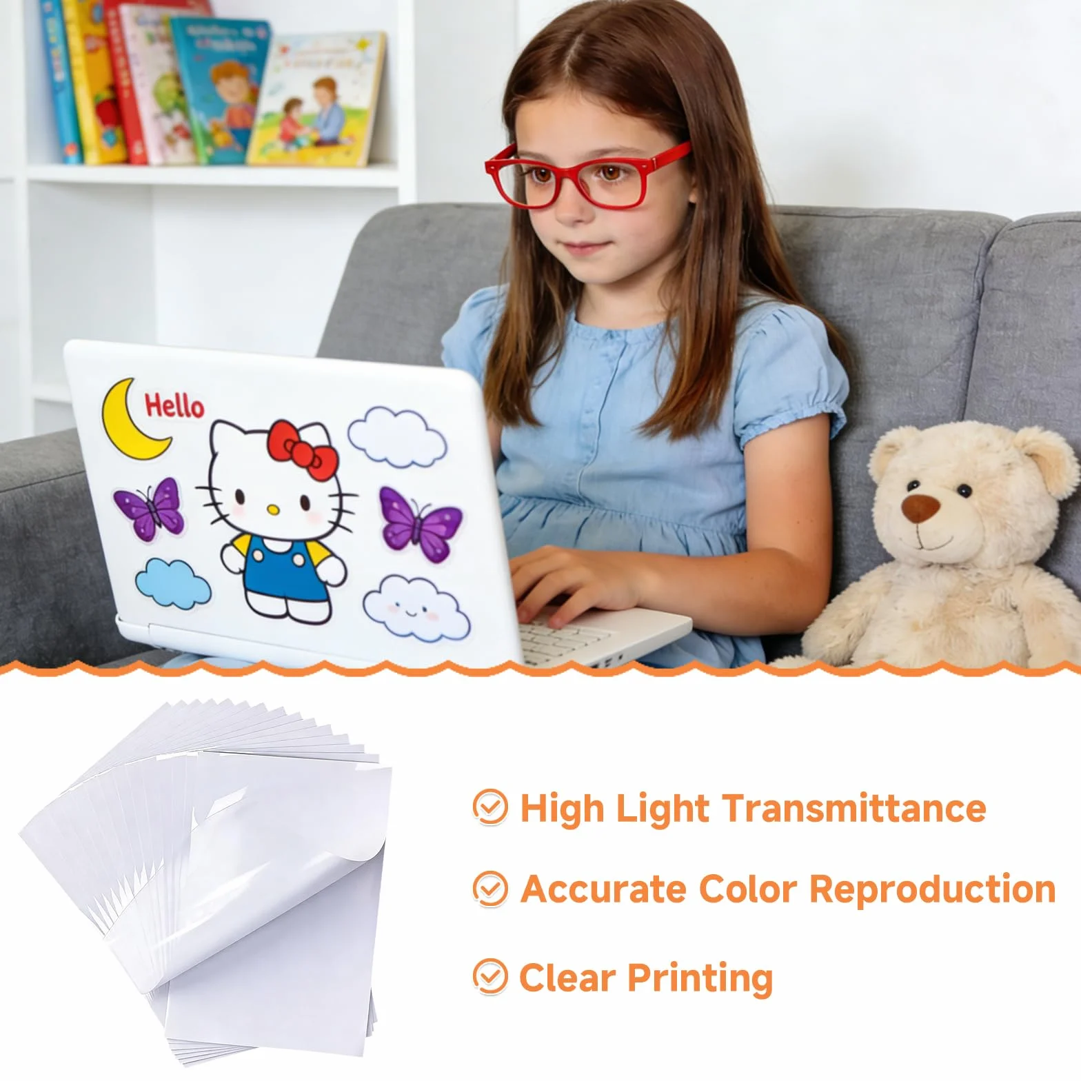 Film Autocollant Vinyle A4 Transparent pour Imprimante Laser Jet d'Encre, Lot de 20 Feuilles
