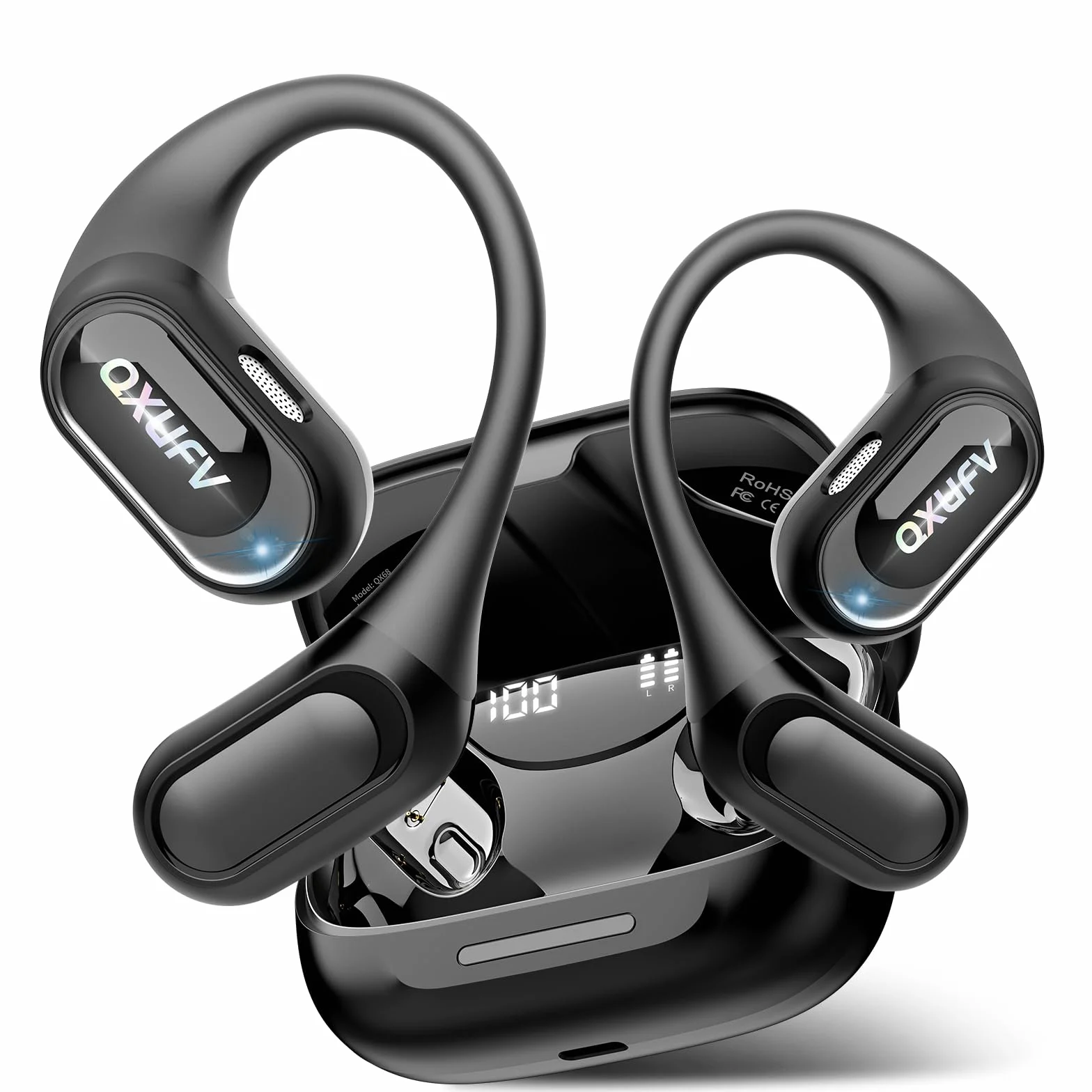 AI Écouteur Traducteur Instantané 164 Langues, Conduction Osseuse Intelligent Ambiant, IPX7 Étanche, 60H Autonomie, 4 en 1 Open-Ear