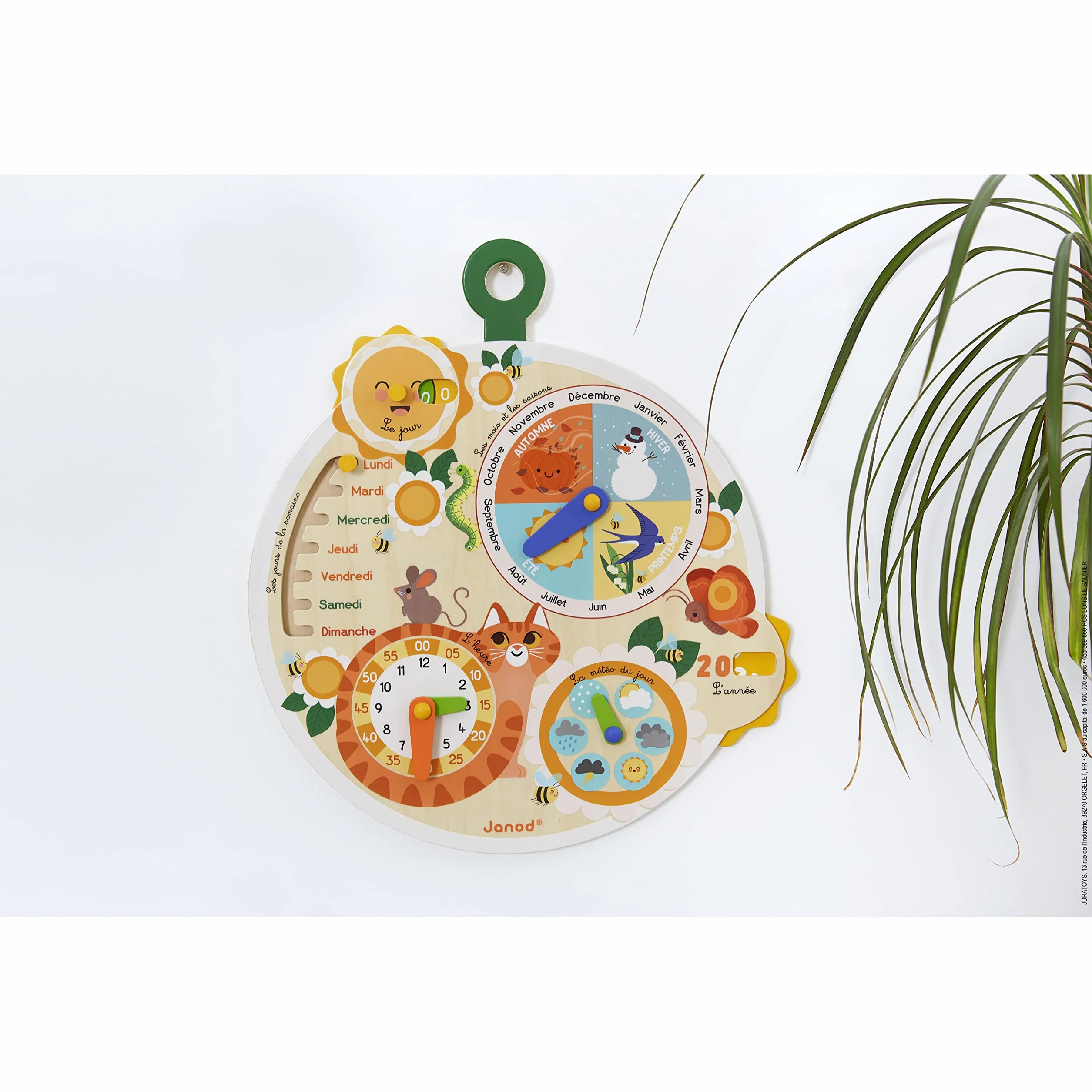 Janod Roue du Temps en Bois FSC Calendrier Éducatif Enfant Jeu Éducatif Jouet en Bois FSC Dès 3 Ans