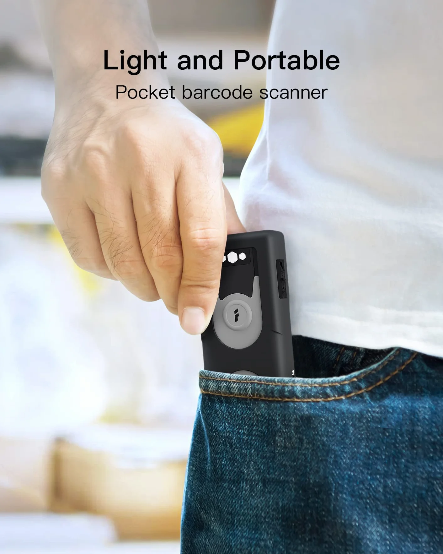 Inateck Bluetooth Lecteur de Code Barre 1D CCD BCST-43, Scanner Codes sur Écran Portable avec Adaptateur USB 2.4Ghz