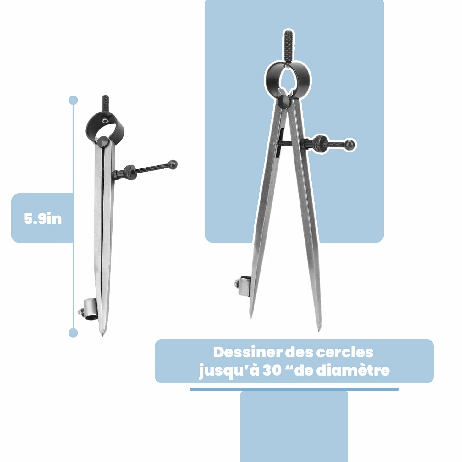 Compas Menuisier Métal 150mm, Outil Rotatif Traceur Dessin Ligne Artisanat