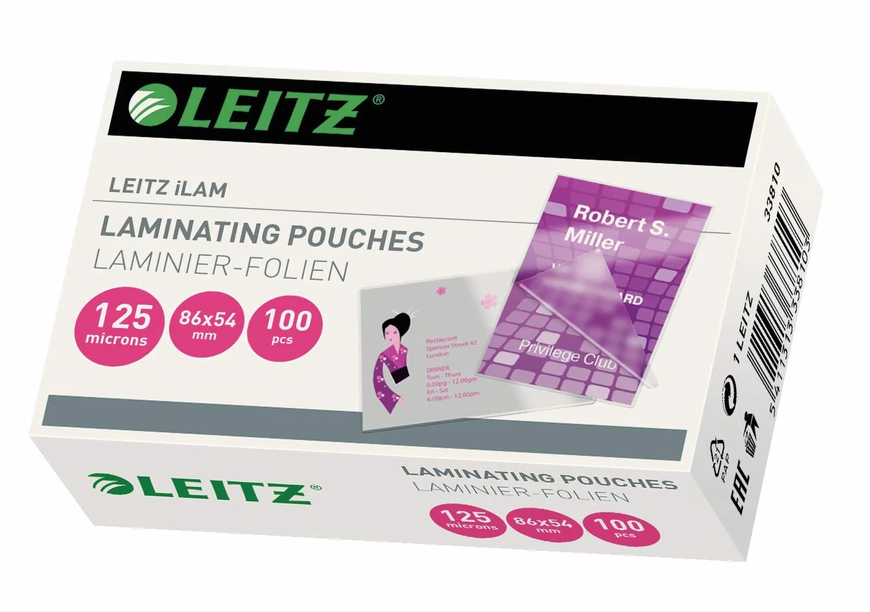 Leitz 100 Pochettes de plastification à chaud 125 microns 54 x 86 mm Brillant