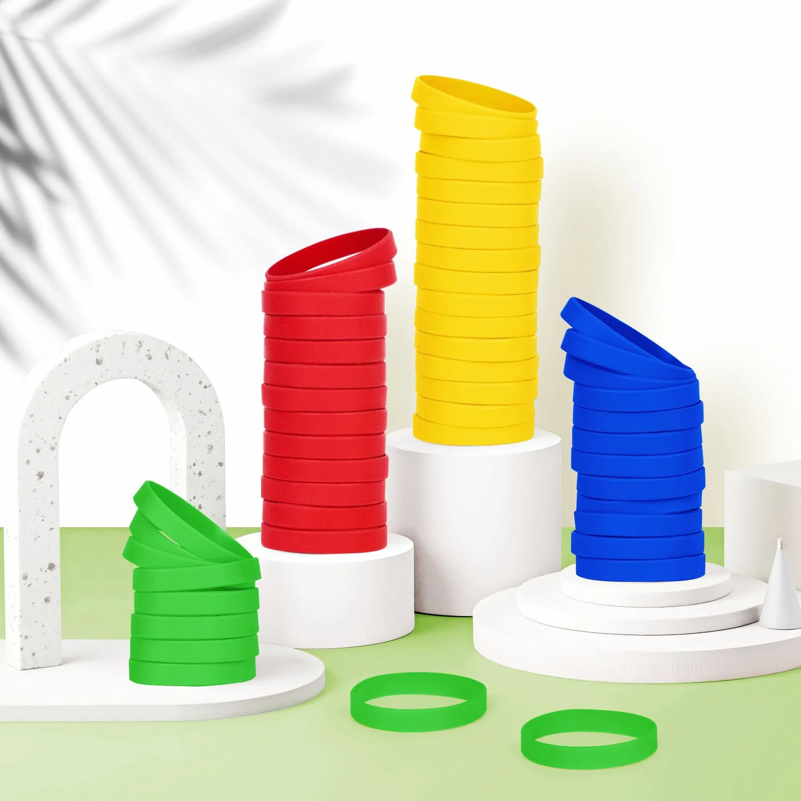 Bracelet en silicone pour enfants lot de 100 17,8 cm vert 4 couleurs 8-12 ans