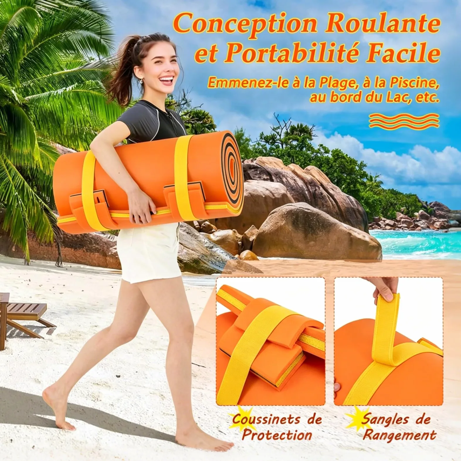 GYMAX Matelas Flottant pour Piscine, Tapis Flottant en Mousse XPE Résistant aux Déchirures, Polyvalent pour Piscine-Plage-Lac, Charge Max.100KG