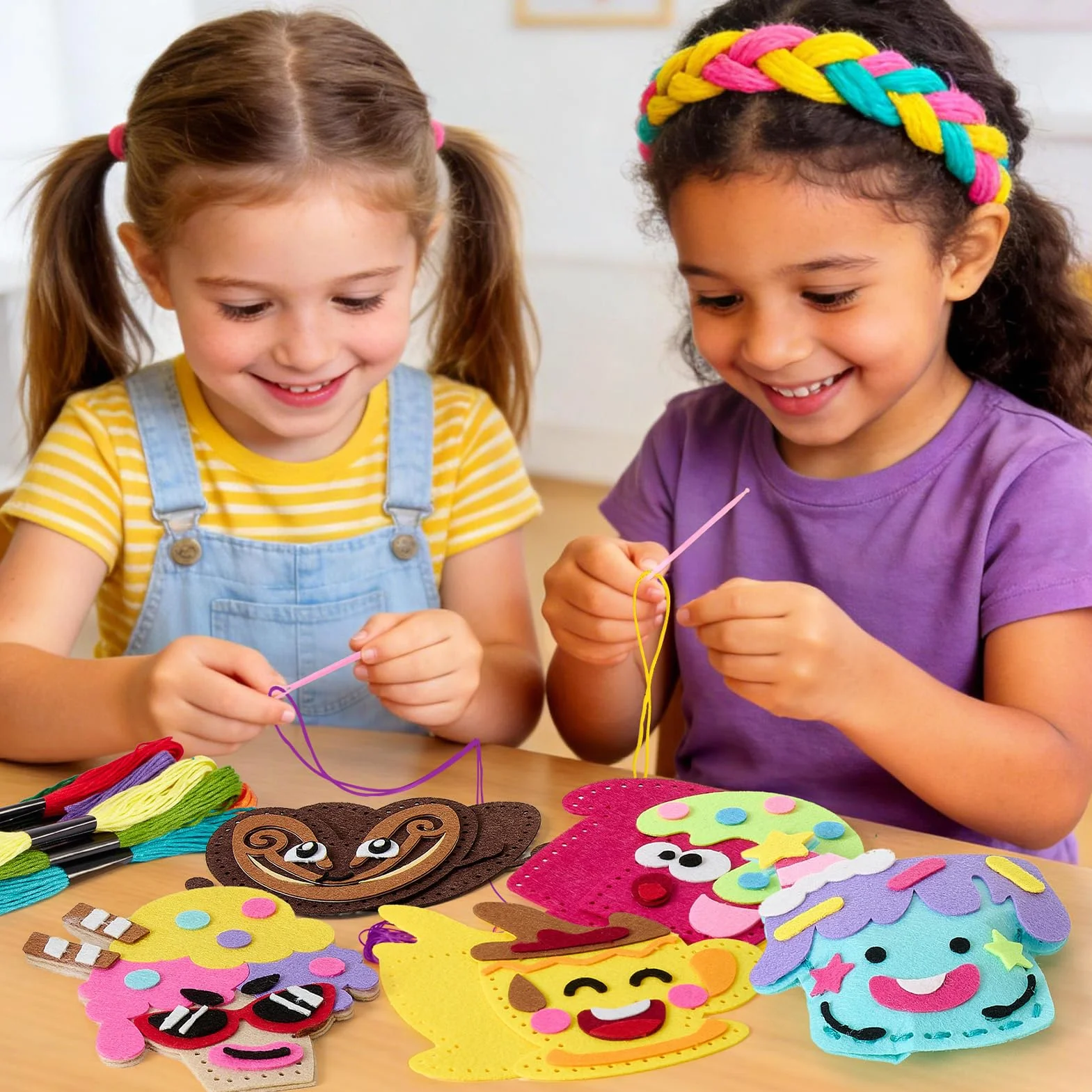 TUZT Kit Couture Enfant 12 DIY Desserts Bricolage avec Couture en Feutre & Aiguilles Plastique Loisir Créatif Jouet Cadeau pour Garçon Fille 5-10 Ans