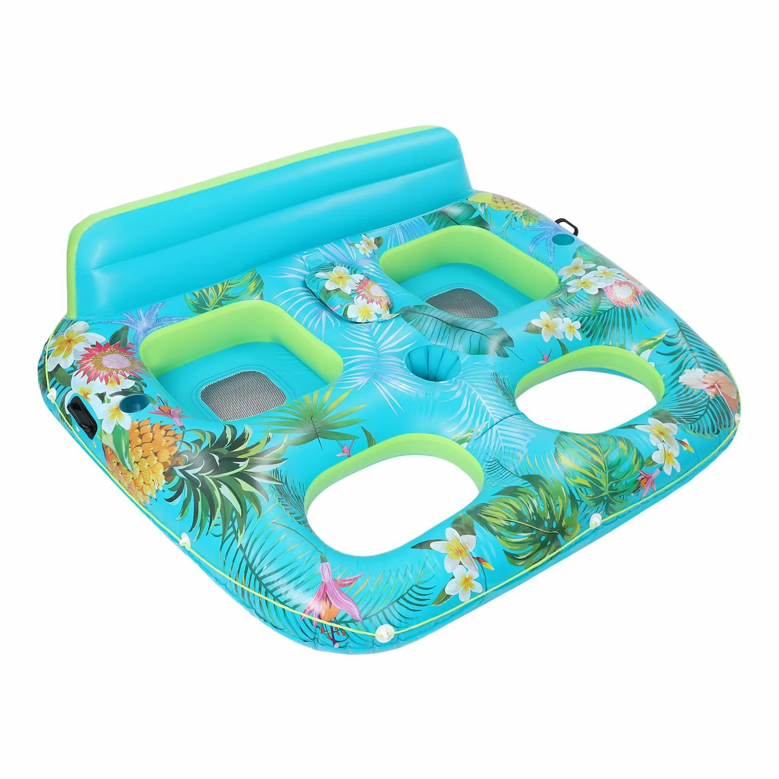 Matelas gonflable pour piscine 2 personnes, piscine solaire gonflable avec porte-gobelet et bar à glace, matelas gonflable à eau pour adulte avec appui-tête, PVC de 0,4 mm d'épaisseur, 167,64 x 198,12