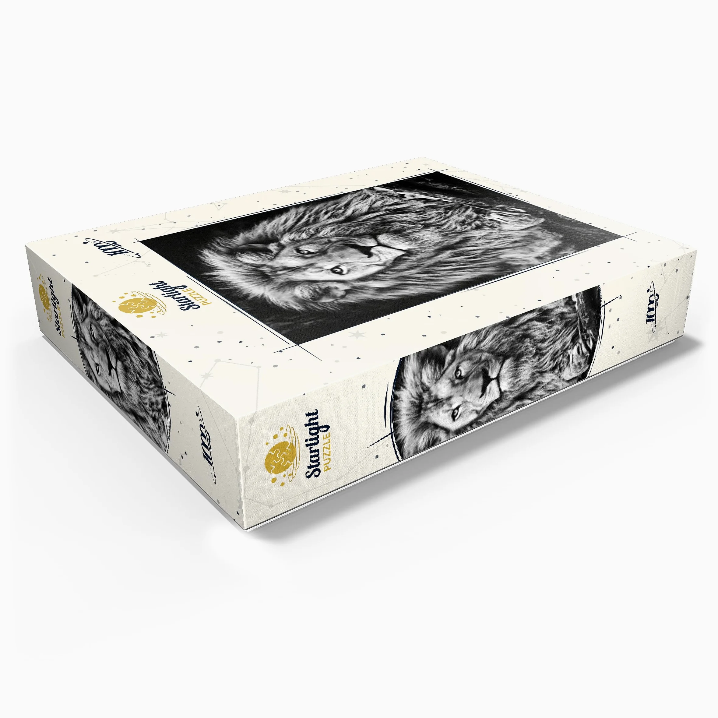 Image en noir et blanc du lion majestueux - Puzzle de 1000 pièces de qualité supérieure pour adultes
