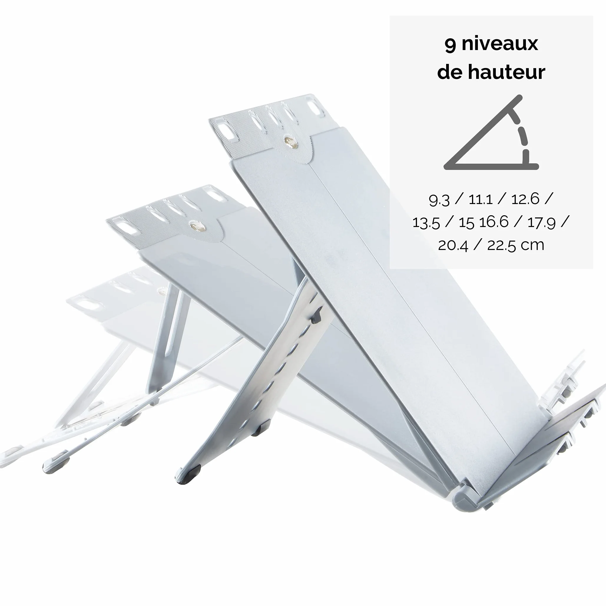 Fellowes Porte-copies chevalet Booklift 400 feuilles pliable argent