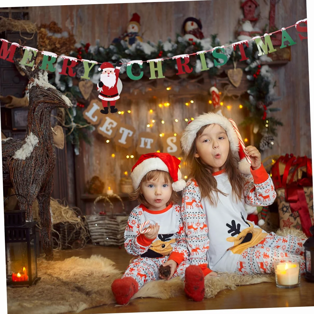 DOITOOL Bannière Merry Christmas Décorations Noël Ornement Suspendu Fêtes Guirlande Festive