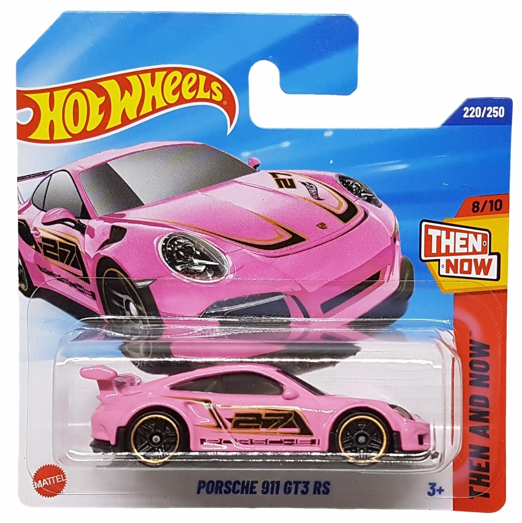 Hot Wheels Porsche 911 GT3 RS Then and Now 8/10 Carte courte Rose Mattel 1:64