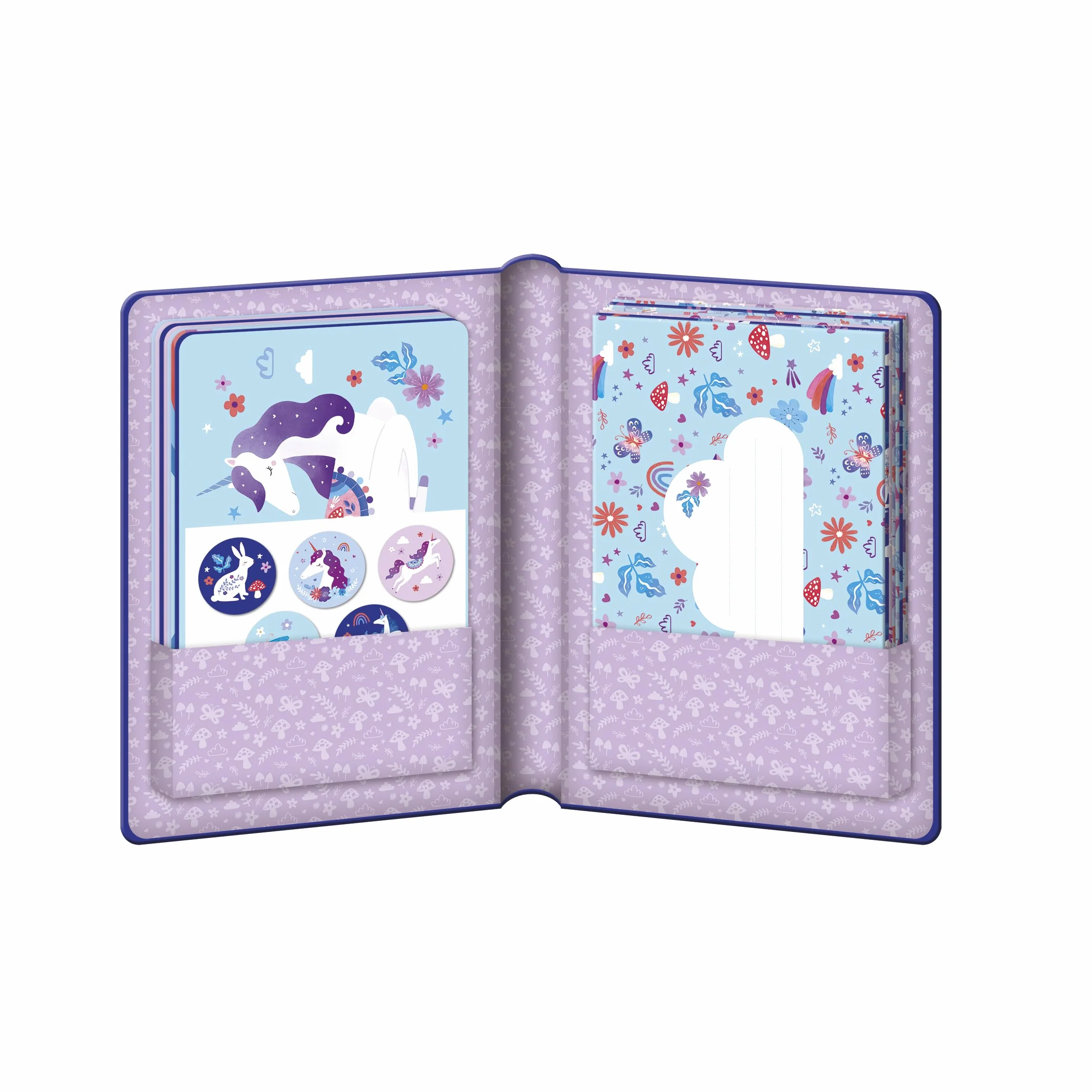 Janod Set d'Invitations Licorne 8 Cartes 8 Enveloppes 1 Planche Autocollants - Invitation Anniversaire 6 Ans+