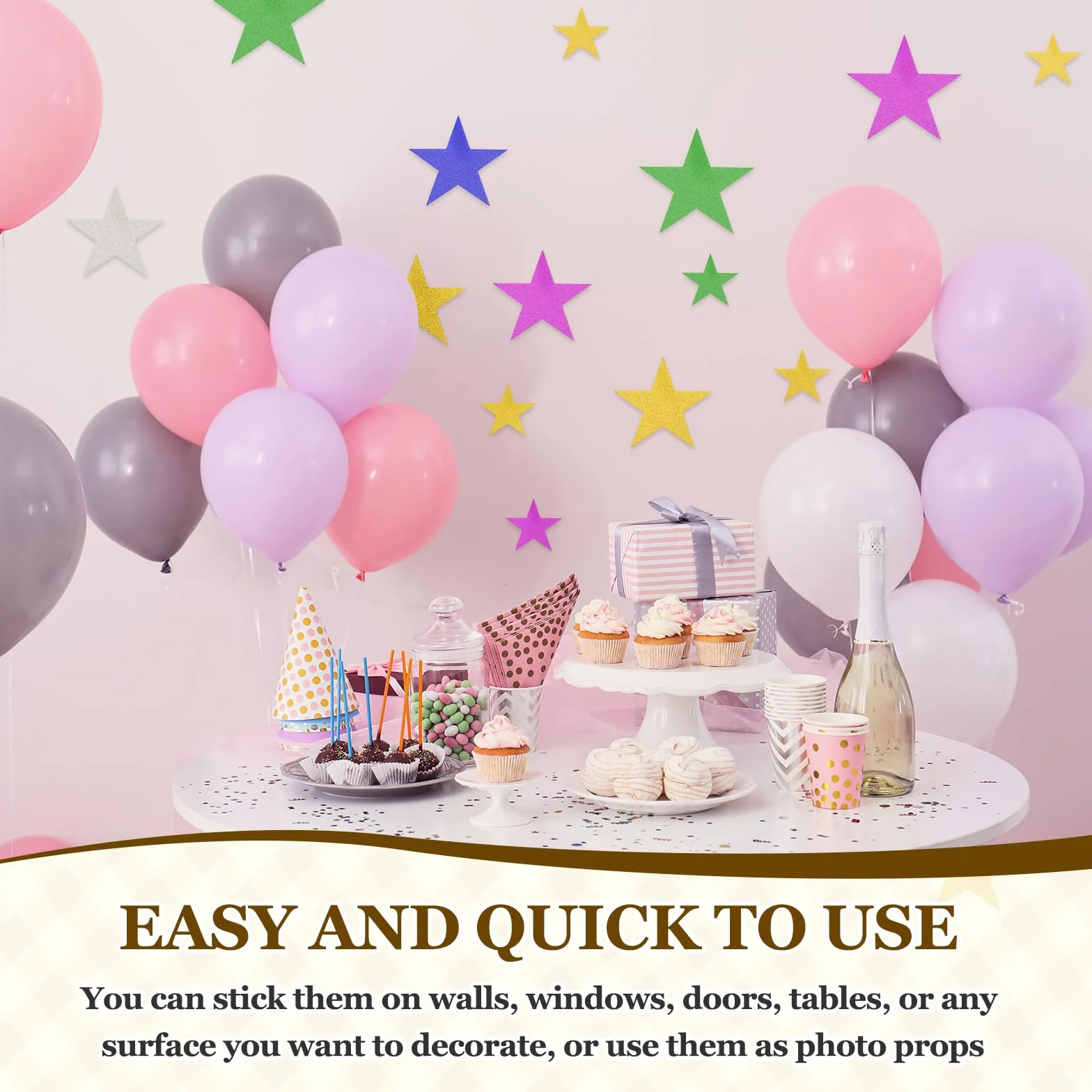 QUARKZMAN 50 Pcs Confettis Étoiles Pailletées 5 Pouces Décoration de Fête Doré