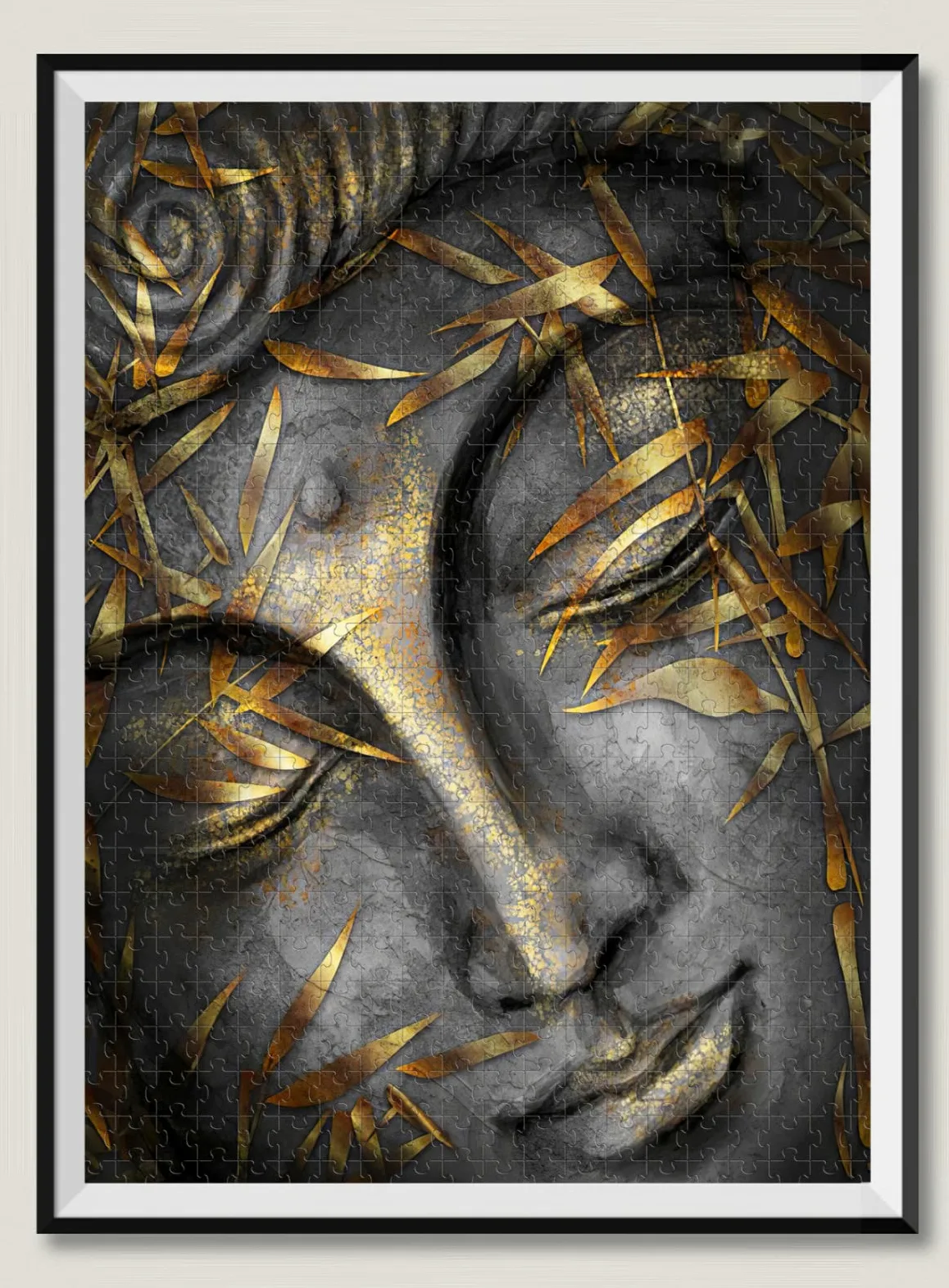 Adulte 3000 pièces Puzzle en Bois Feuilles Bouddha Visage qualité Puzzle Enfants Adultes Jouets