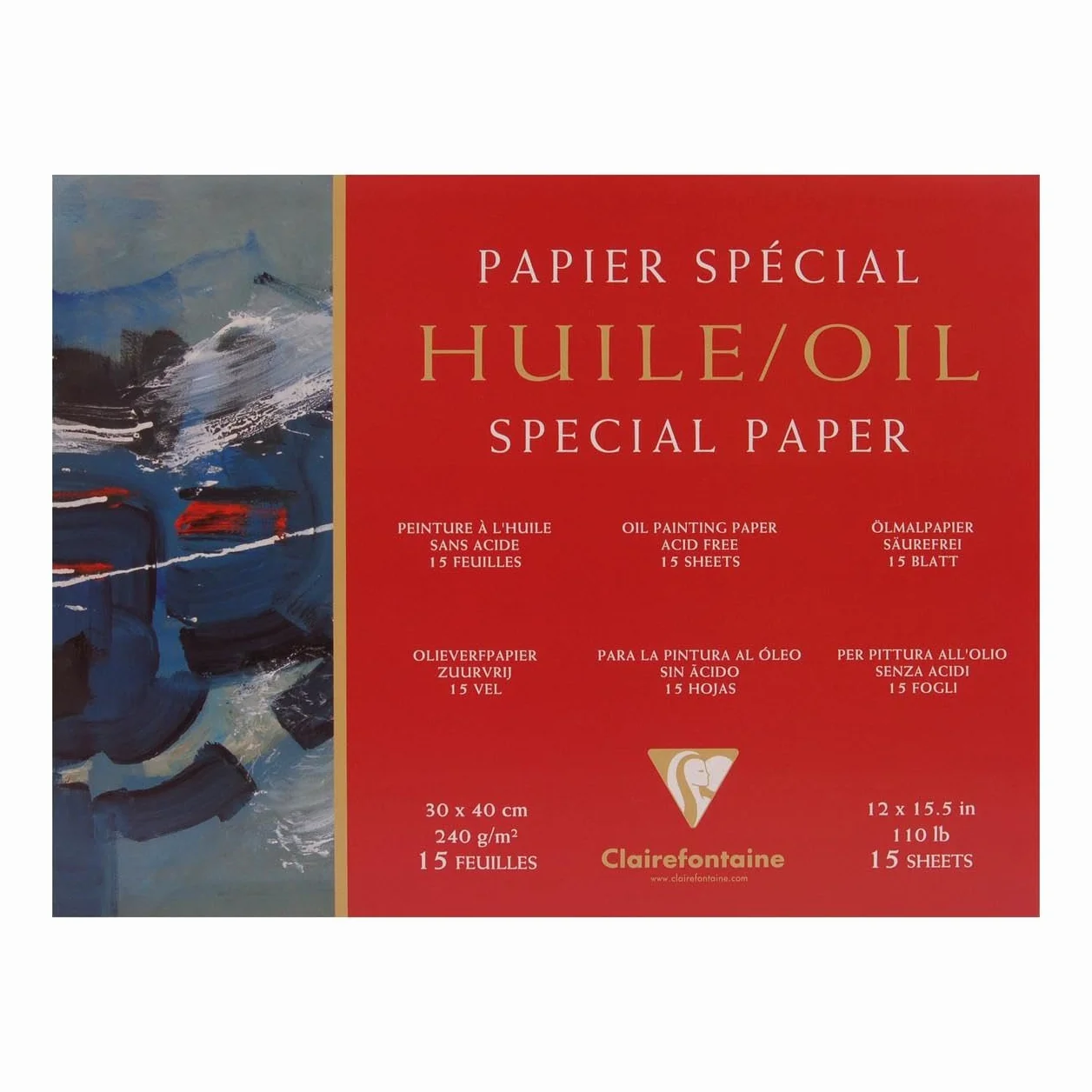 Clairefontaine Bloc Papier Dessin Huile 30x40 cm 240g 15 Feuilles