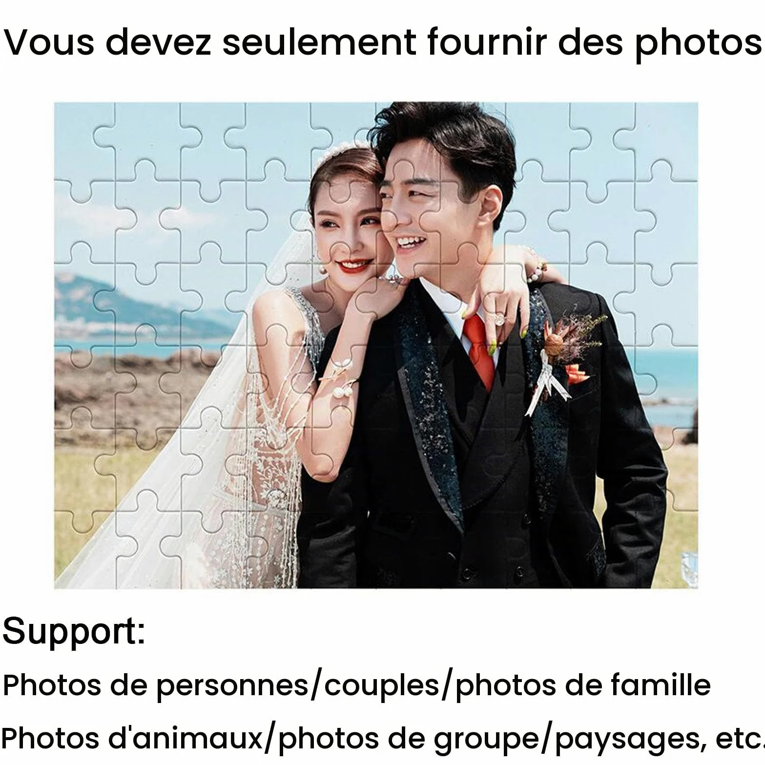 Puzzle Personnalisé Photo 5000 Pièces Personnalisable Cadeau, Puzzle de Mariage, Animal de Compagnie, Paysage, 5000 Pcs