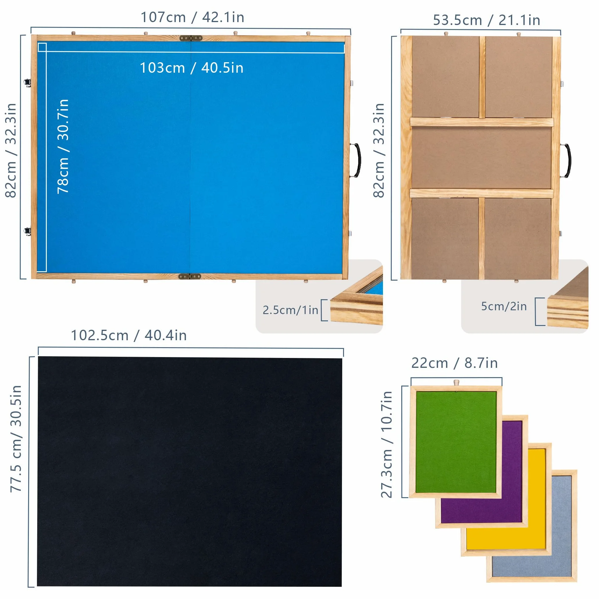 Lavievert Planche de puzzle de 2 000 pièces inclinable et pliable avec 8 tiroirs et couvercle, plateau de puzzle portable en bois avec poignée, table de puzzle réglable avec chevalet/support et dessus
