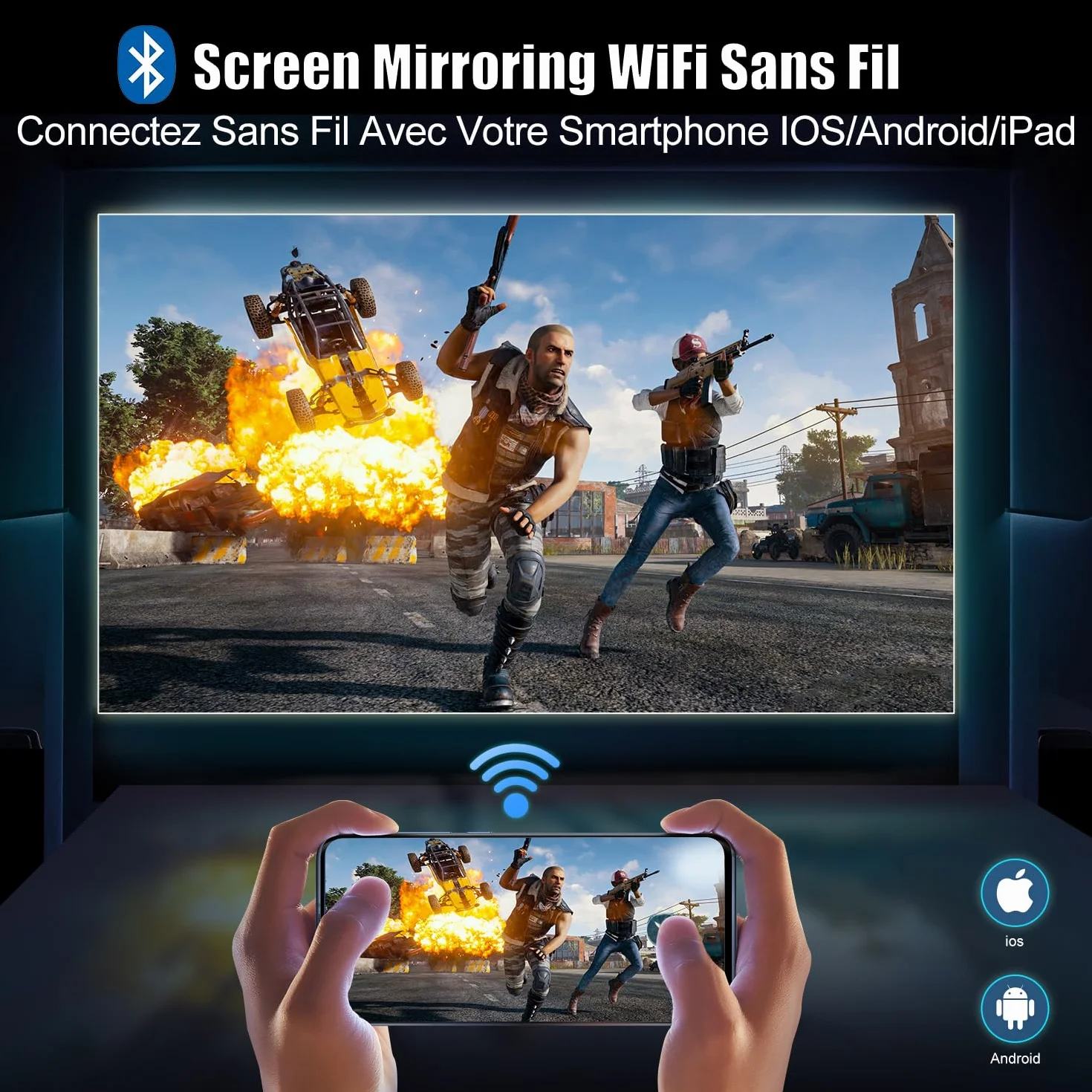 WiMiUS K1 Full HD 1080P 4K WiFi Bluetooth Projector Home Theater
