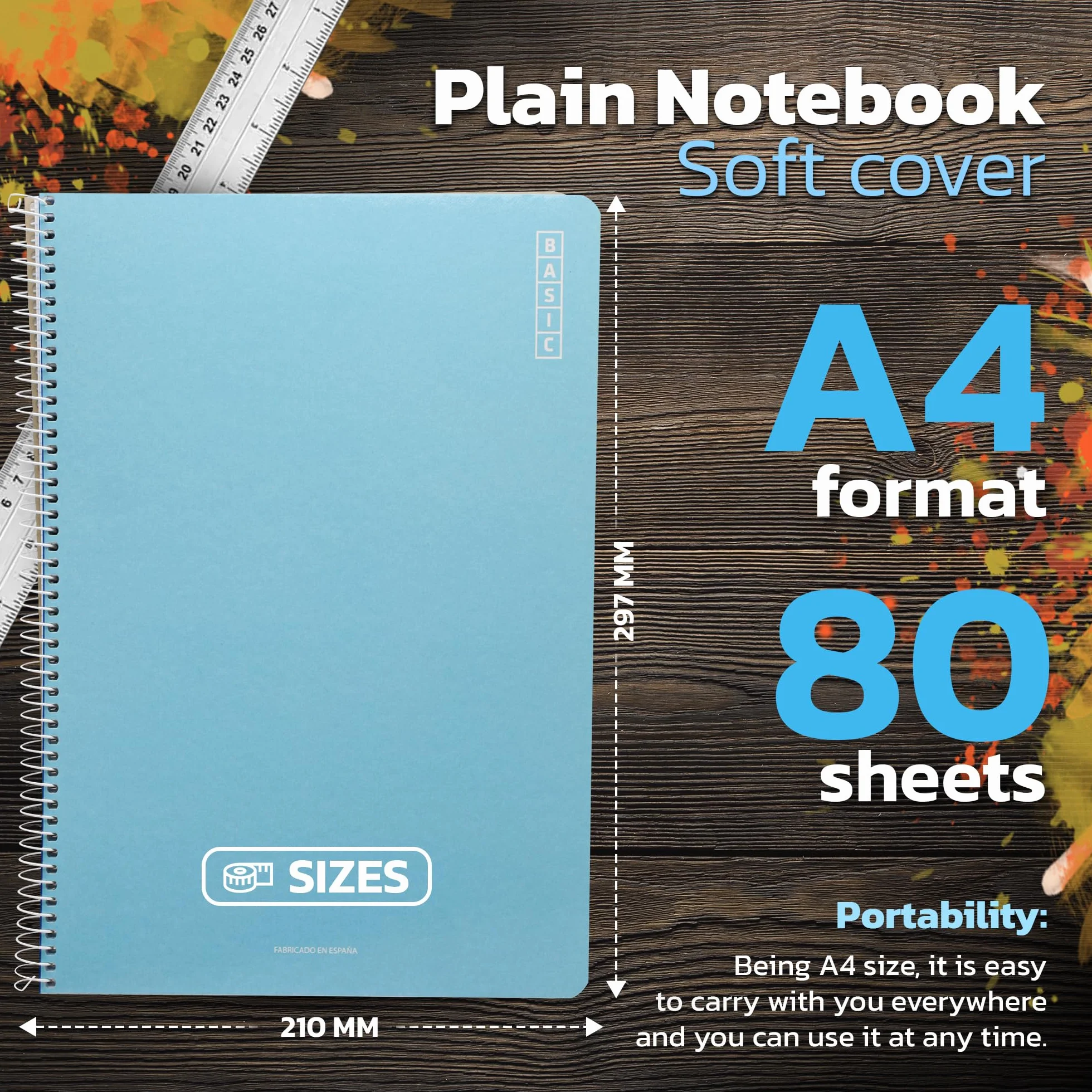Cahier A4 80 Feuilles Blanches Couverture Souple Lot de 4 DOJA Barcelona