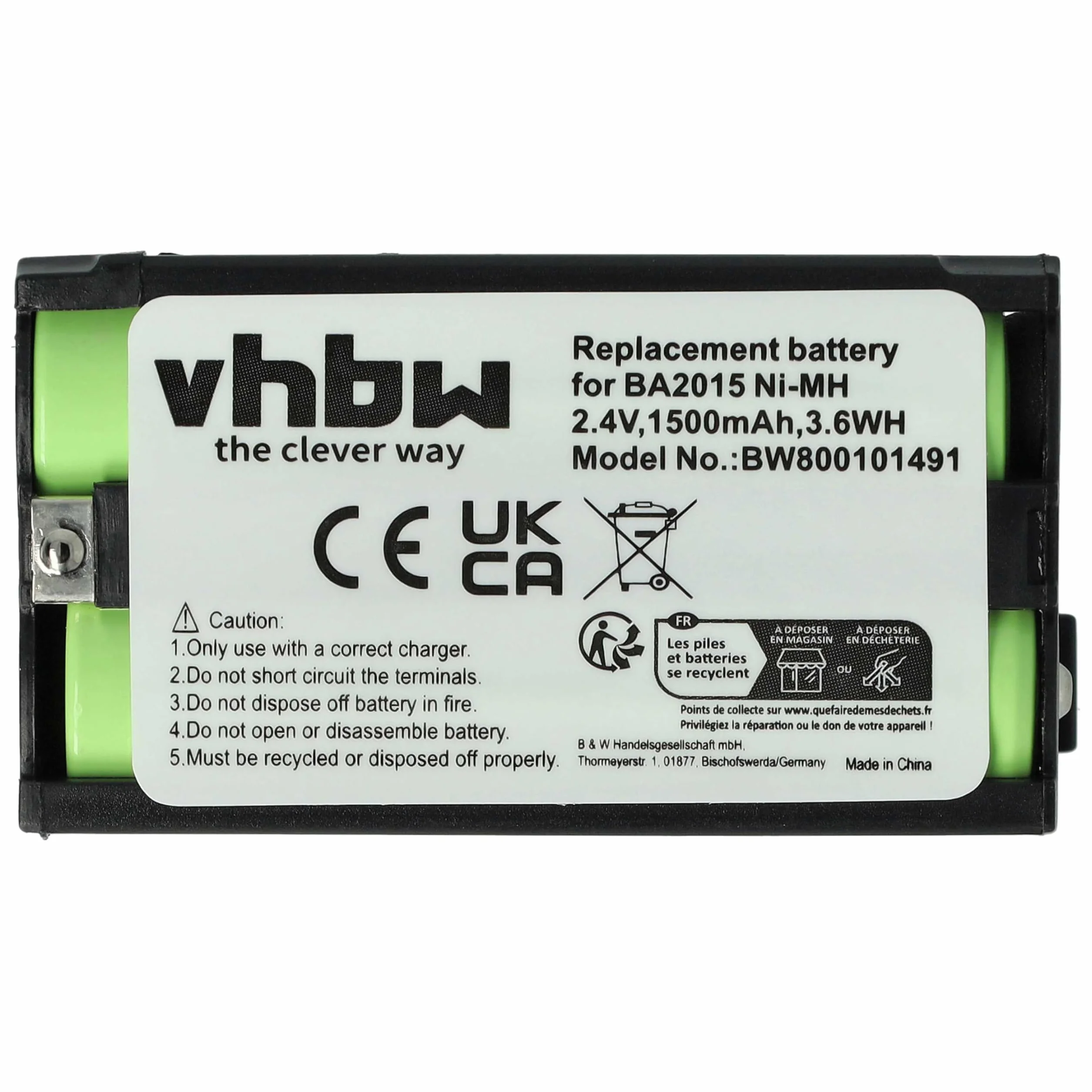 vhbw Batterie Remplacement pour Sennheiser BA2015 BA-2015 Micro 1500mAh 2,4V NiMH