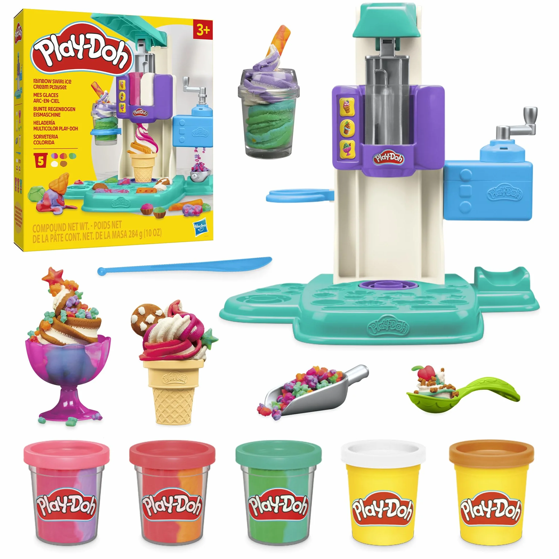 Play-Doh Mes Glaces Arc-en-Ciel Pâte à Modeler Bicolore Machine à Crème Glacée Enfants 3 Ans