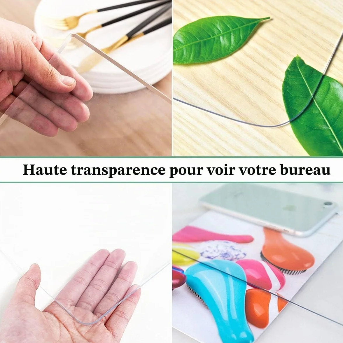 Tapis de Bureau Transparent 60x30cm PVC Antidérapant Sous-main Bureau