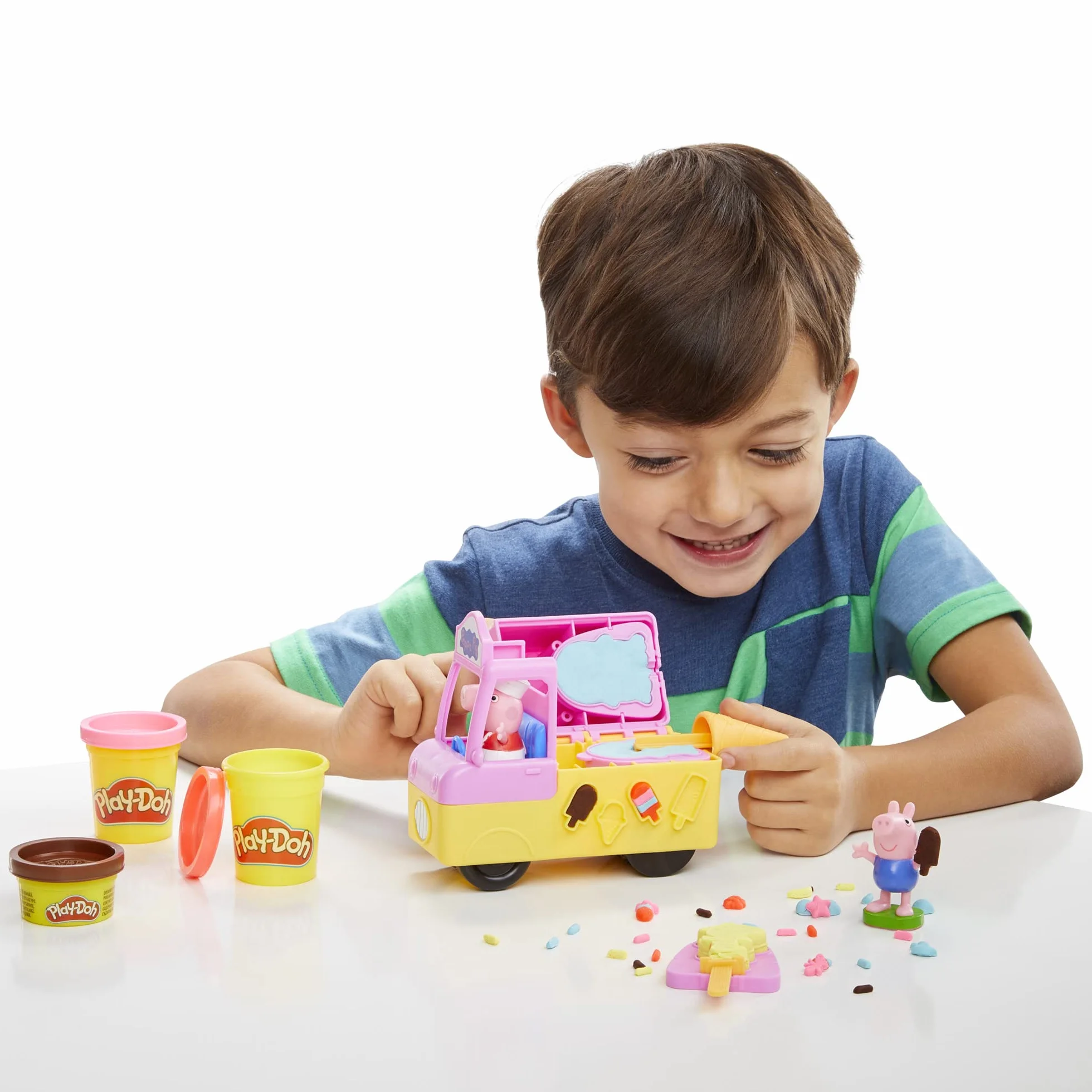 Play-Doh Peppa Pig Le Camion de Glaces Figurines Pâte à Modeler 5 Pots Jouet Créatif 3 Ans