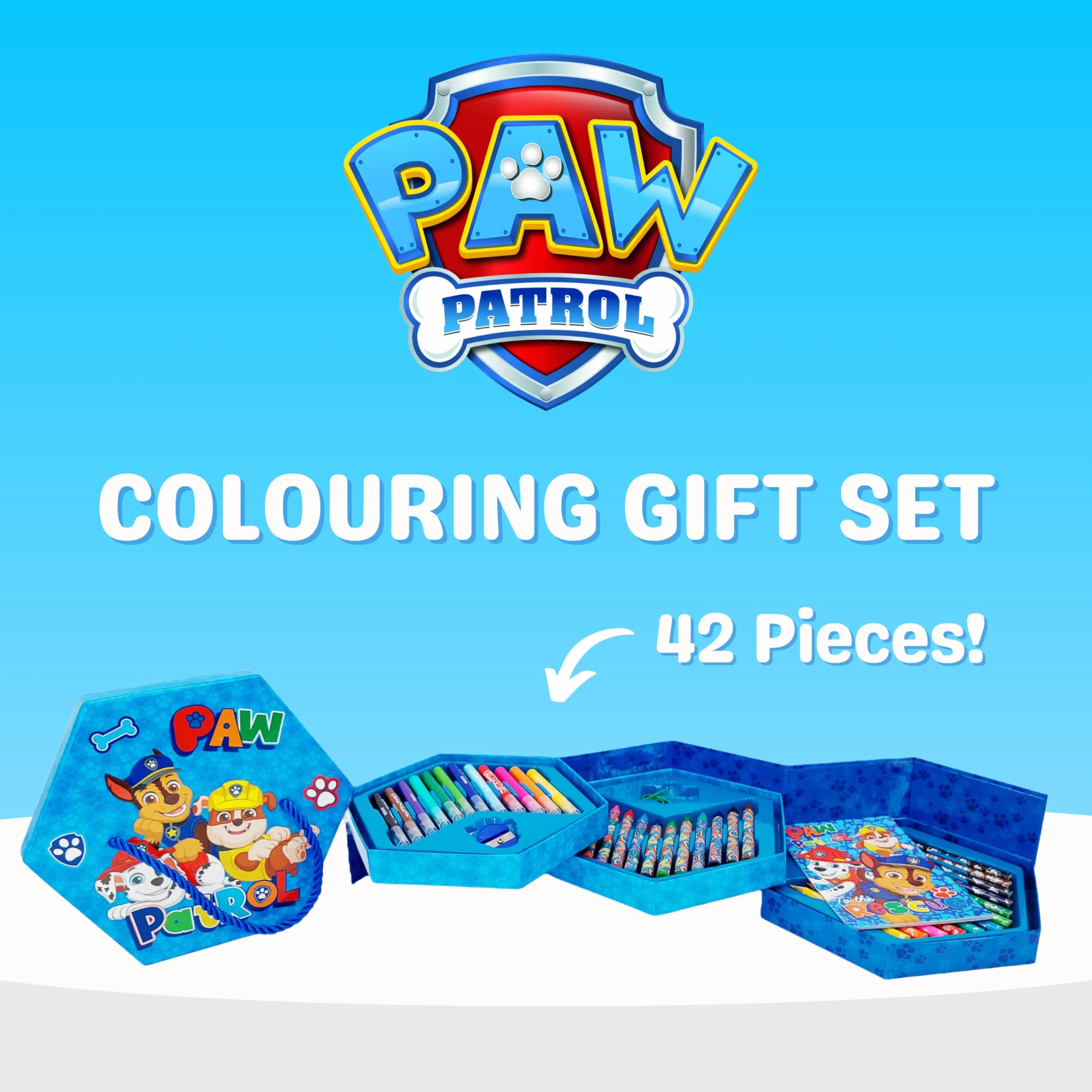Paw Patrol Ensemble de Papeterie, Crayons de Couleur, Marqueurs, Cahier, Mallette Scolaire Enfants
