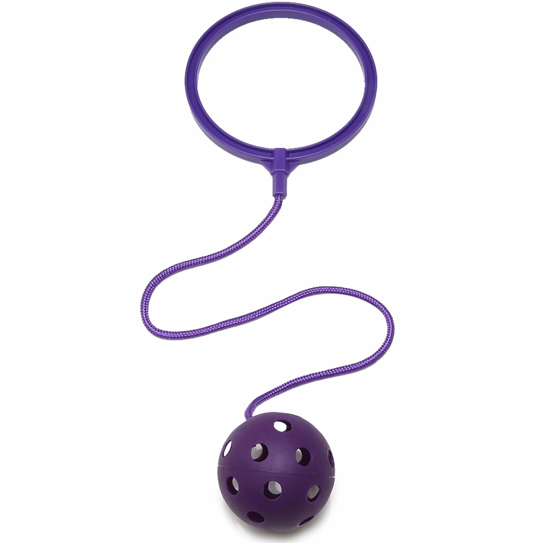 Balle à Sauter Violet Doux avec Anneau en Corde givrée pour Enfants – Jouet de Fitness perforé